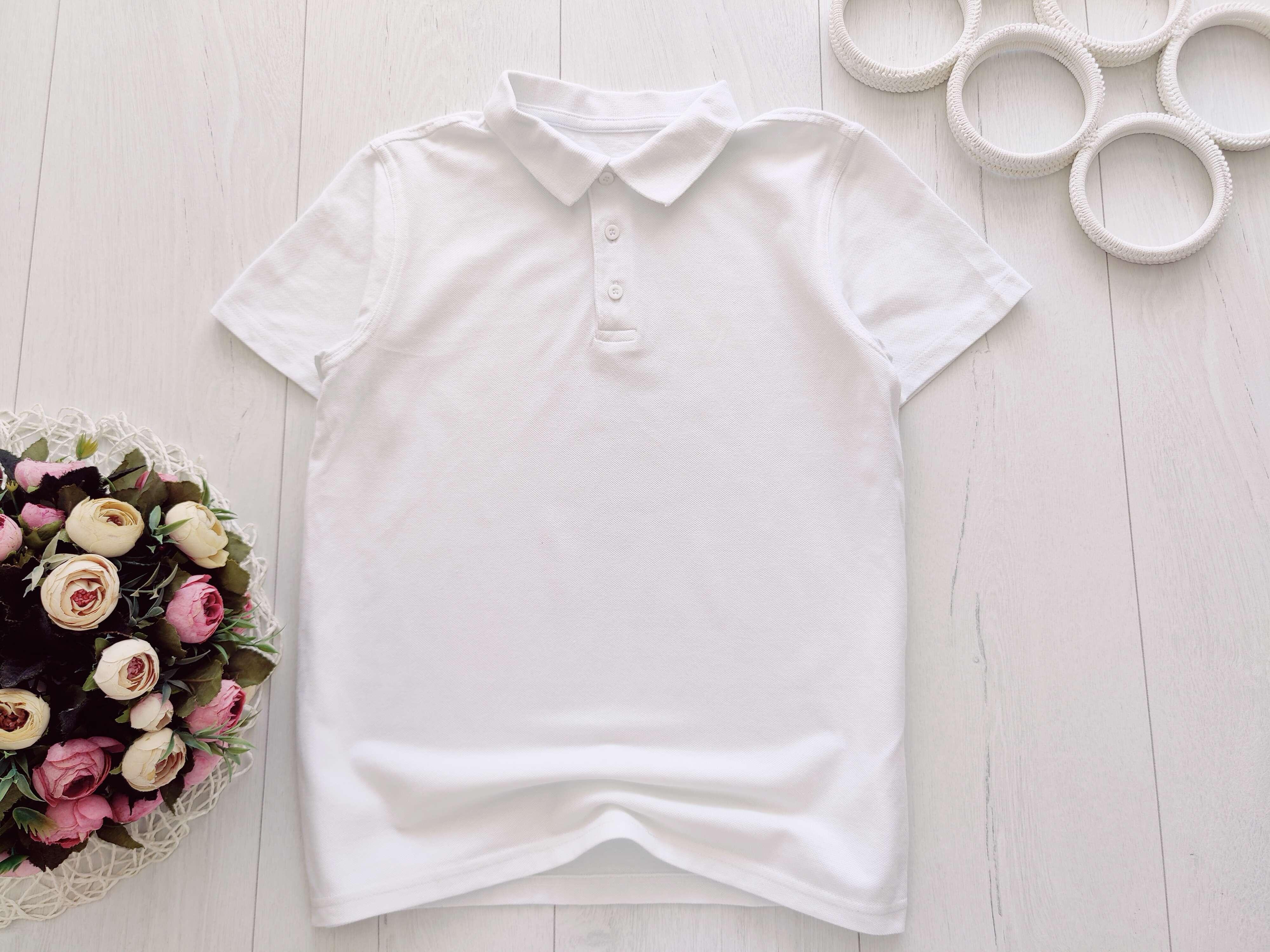 10,11 лет, рост 140,146 Белое поло