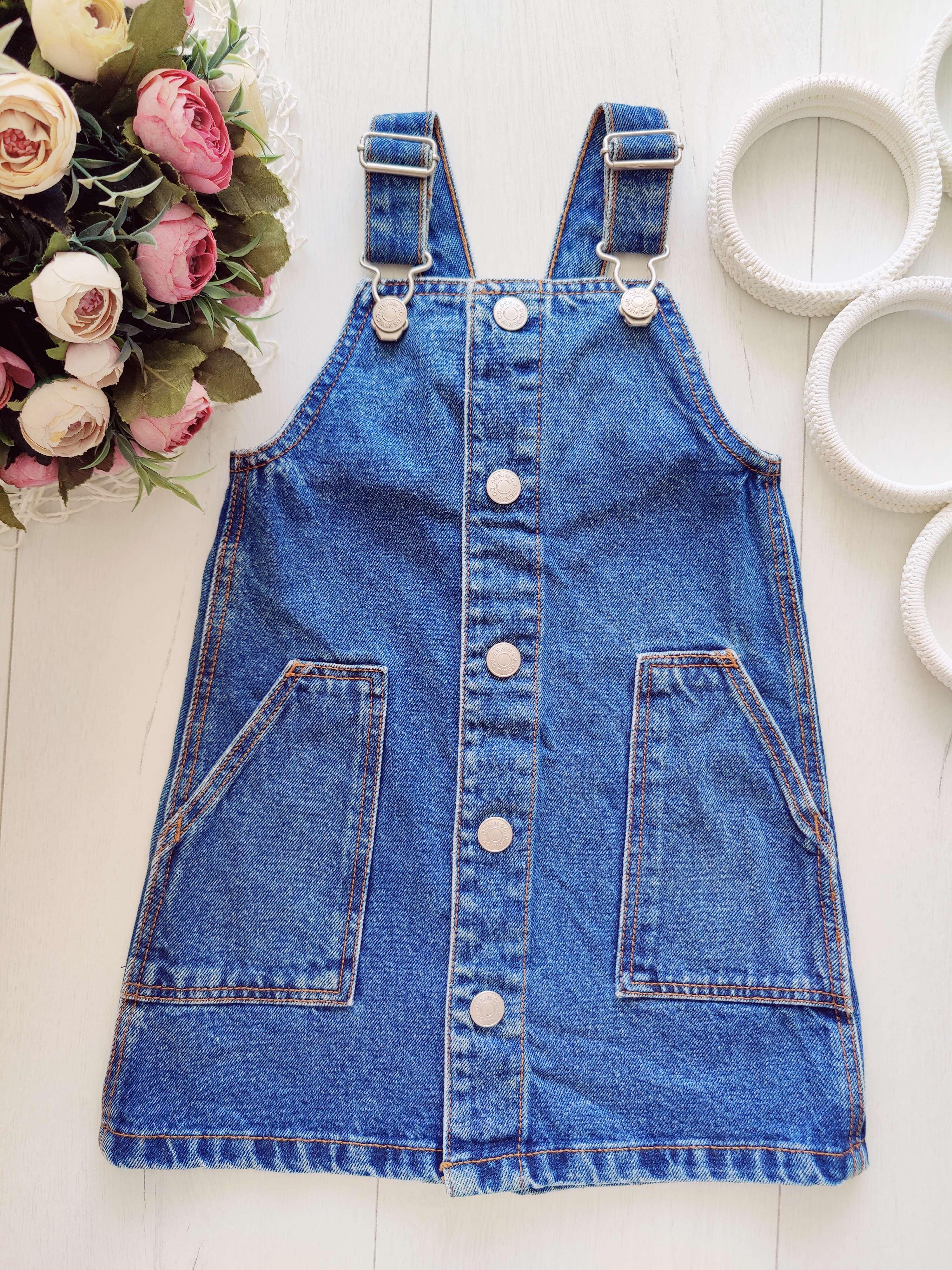 2,3 года, рост 98 Джинсовый сарафан на кнопках