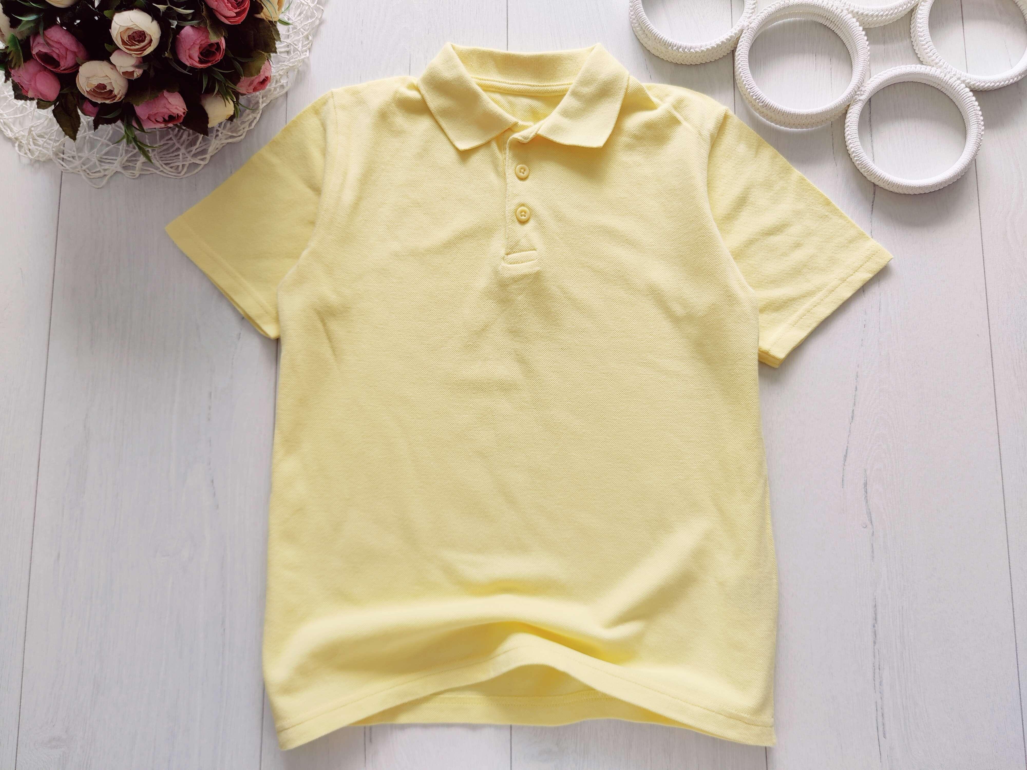 10 лет, рост 140 Желтое поло мальчику