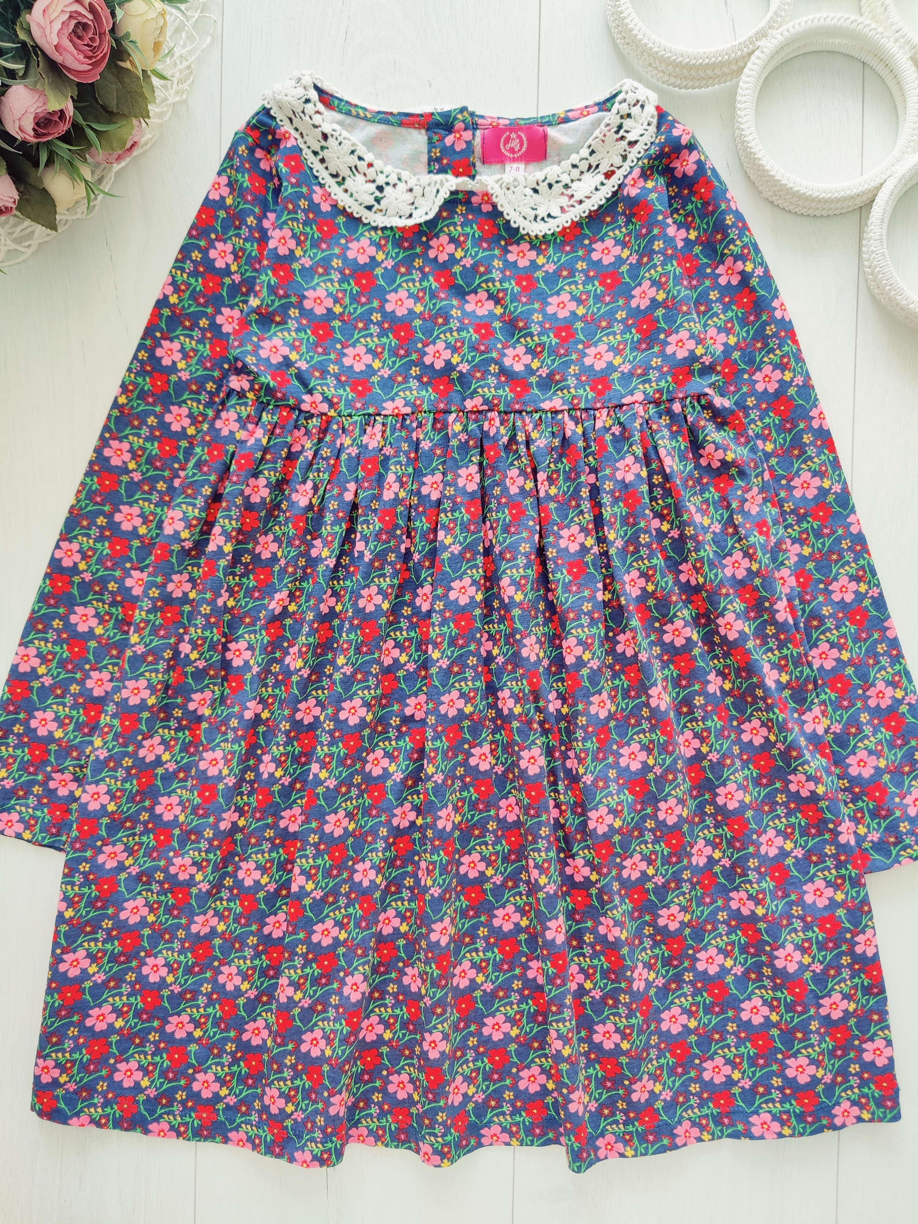 7,8 років, зріст 122,128 Сукня котон з рукавами