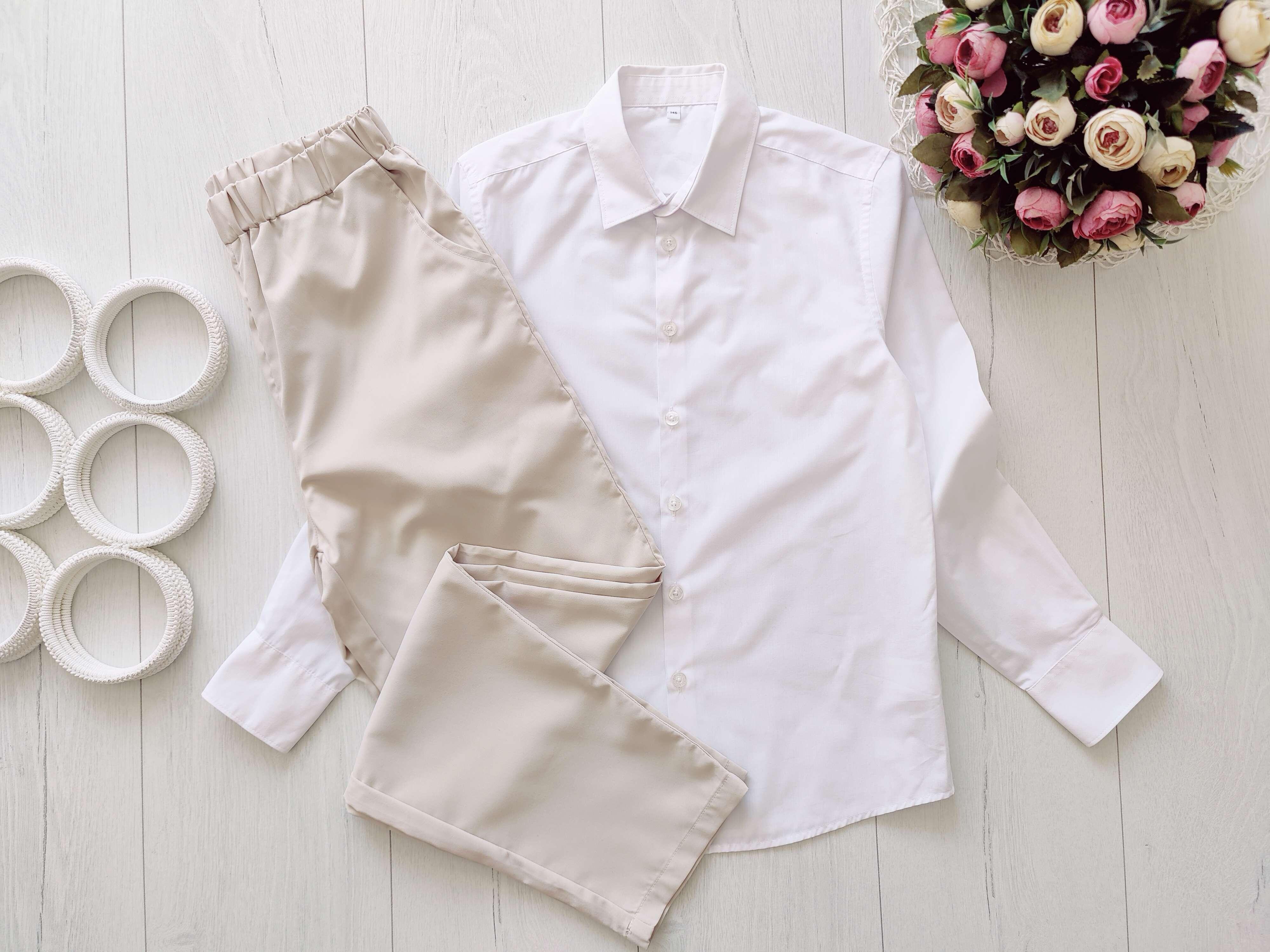 11,12 років, зріст 146,152 Нові штани і біла сорочка