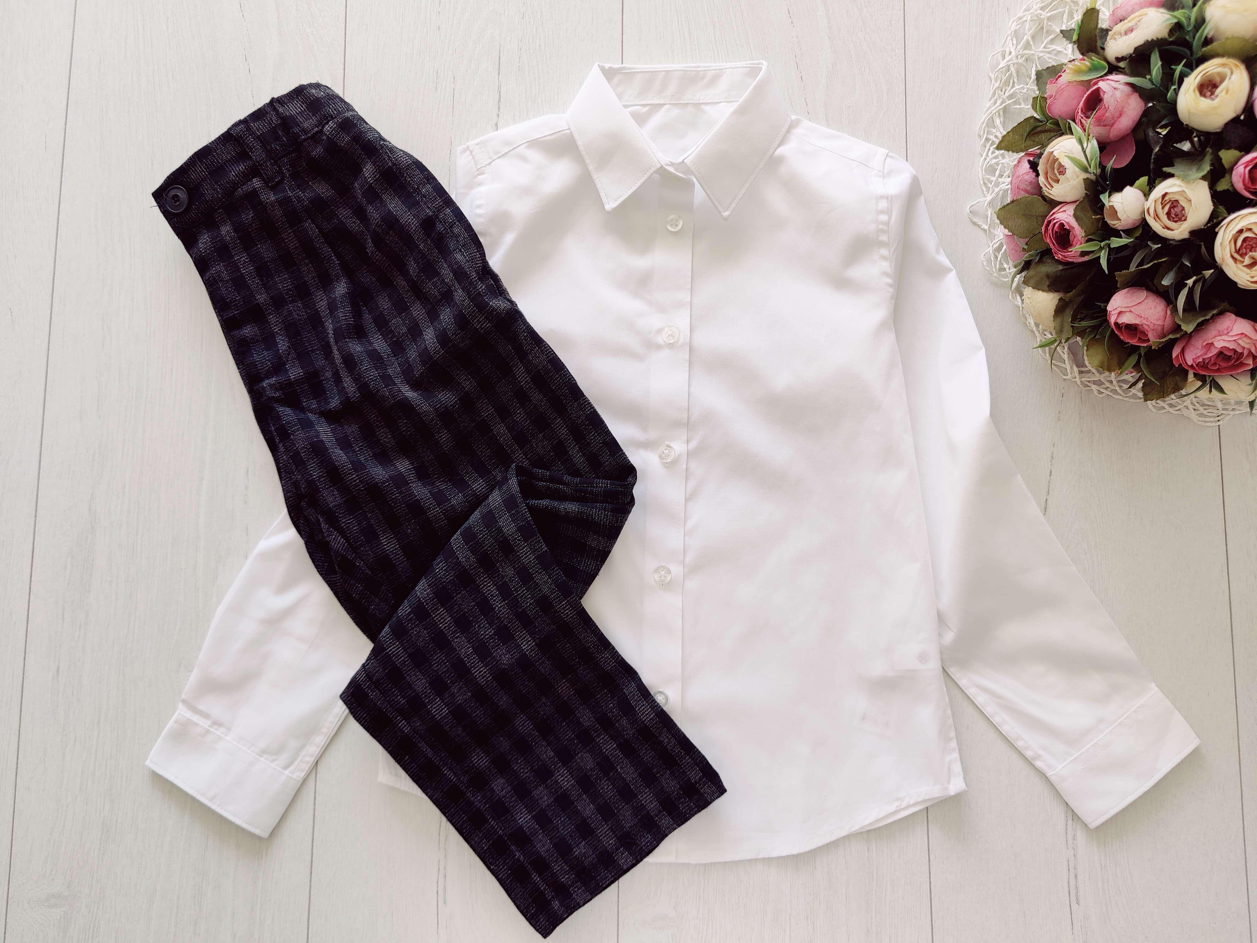 7,8 років, зріст 122,128 Нова біла сорочка і штани в школу