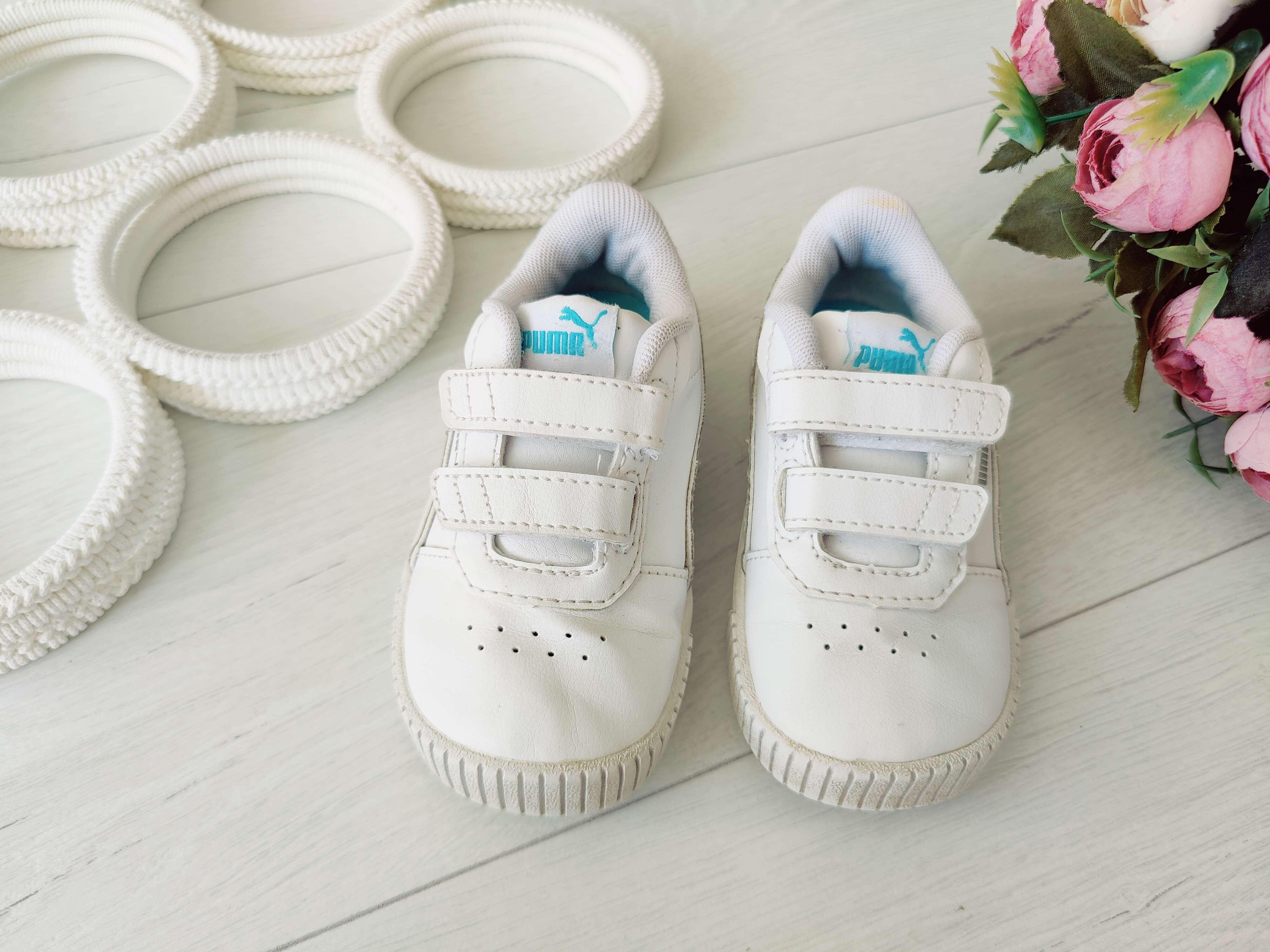 22 (14,3 см) Белые кожаные кроссовки на липучках