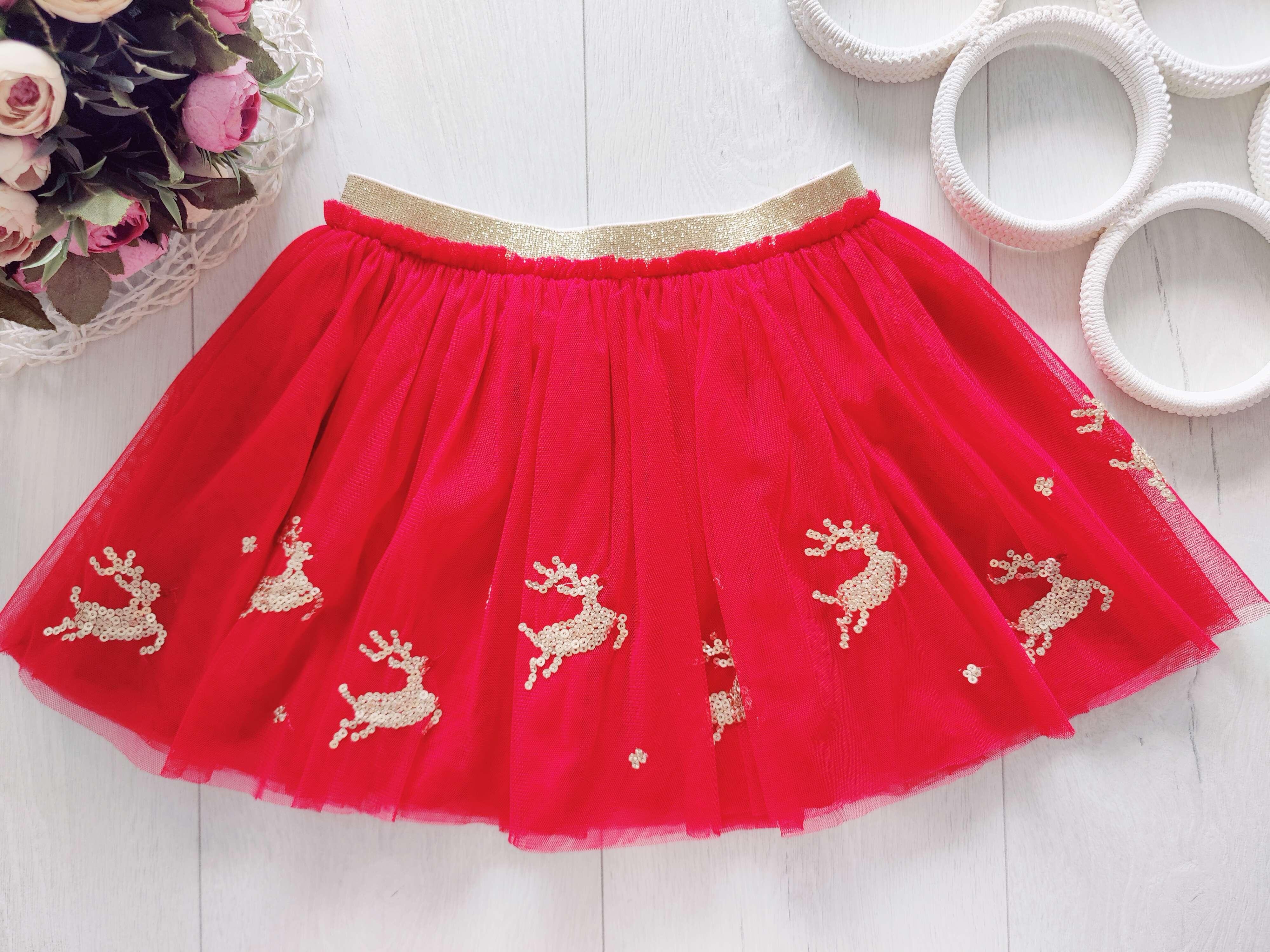 4,5 років, зріст 104,110 Красива червона спідниця в оленях