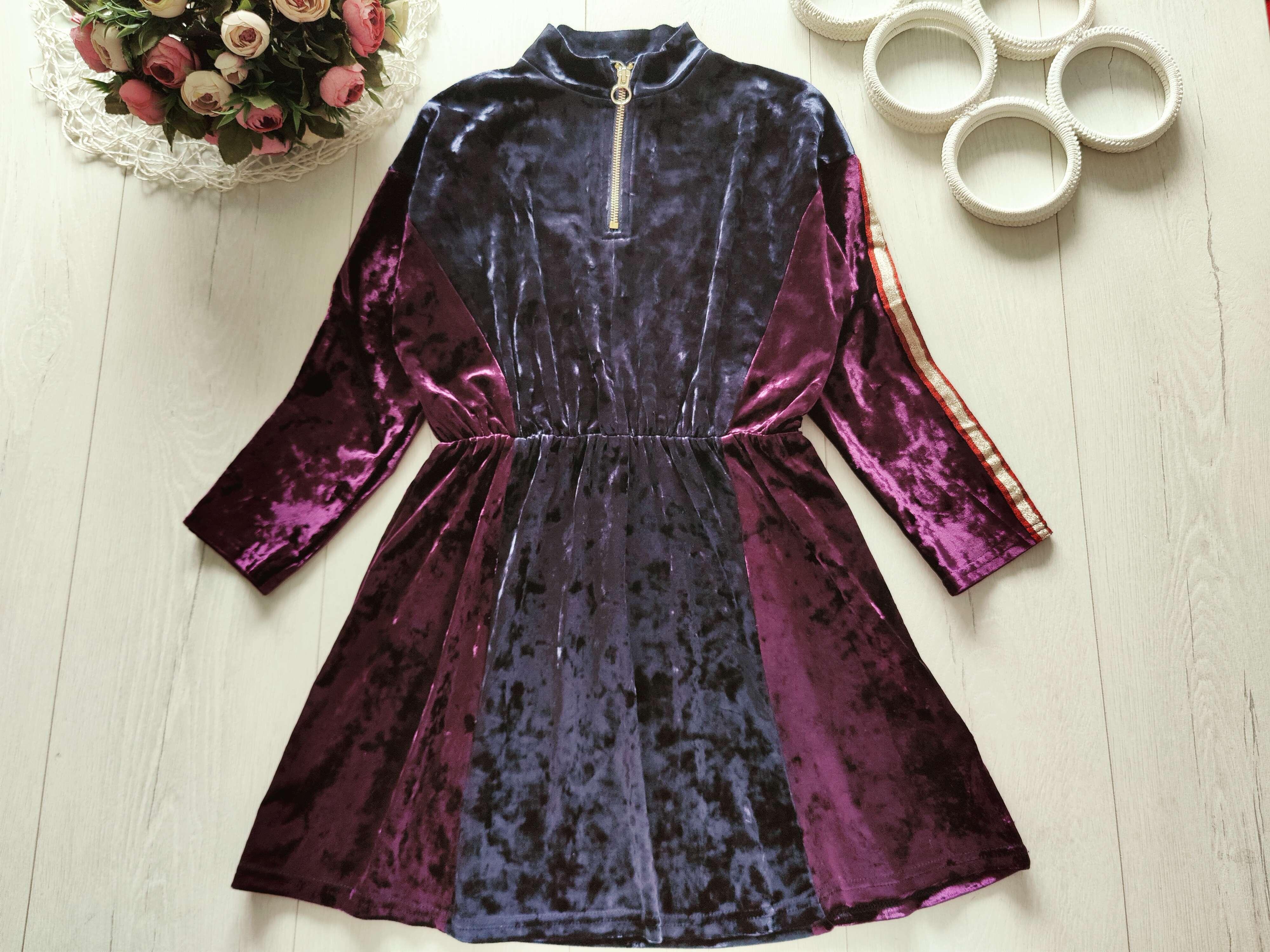 8 років, зріст 128 Оксамитова сукня з рукавами