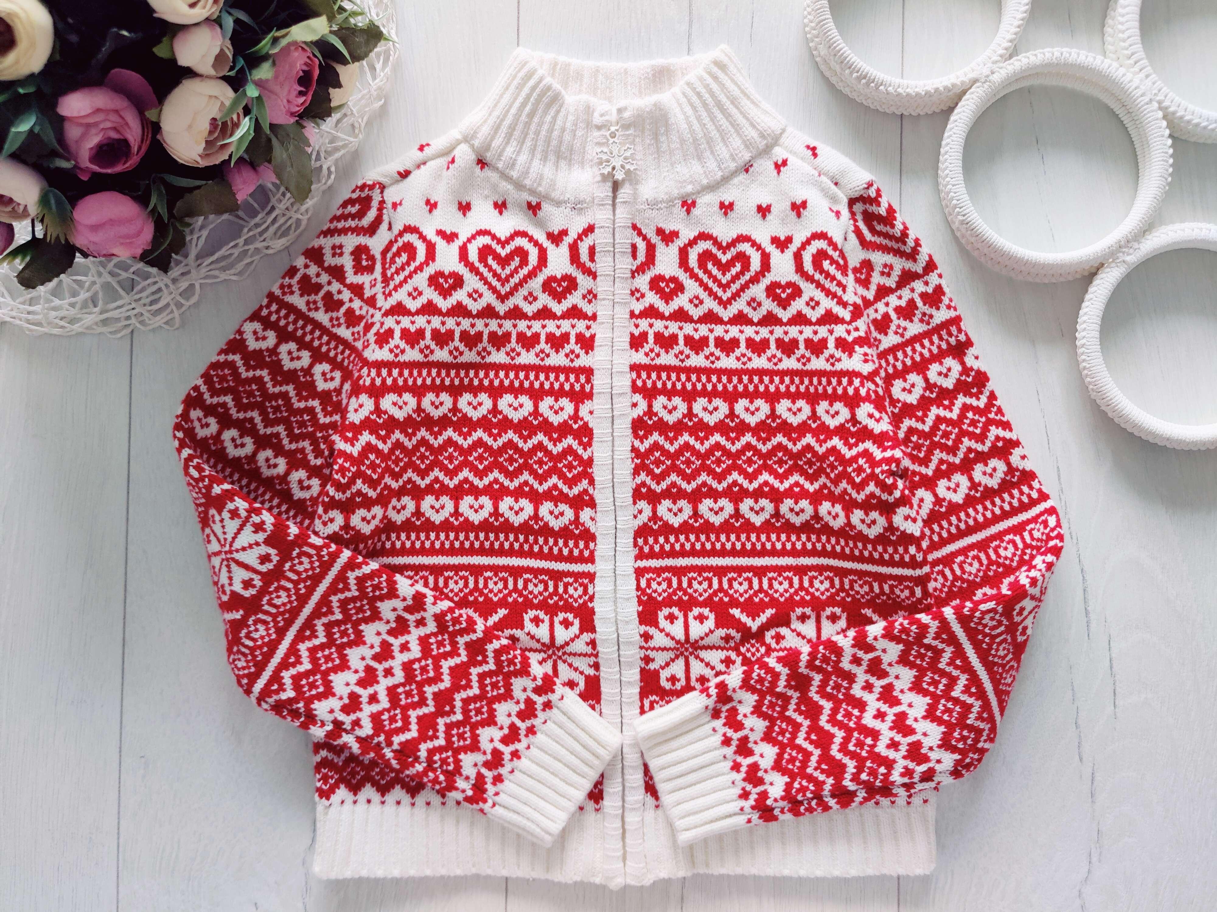 3,4 роки, зріст 98,104 Тепла в'язана кофта на блискавці