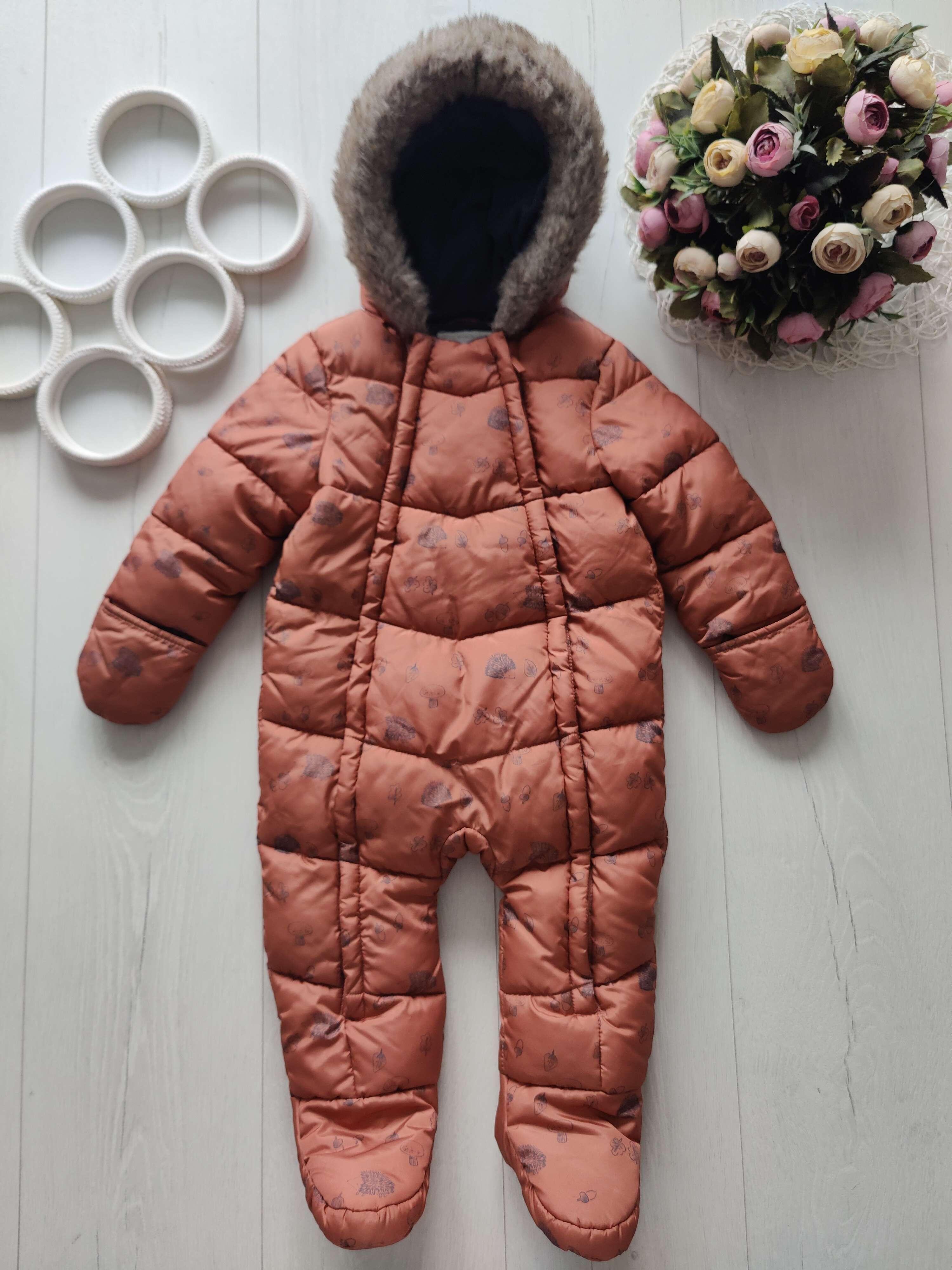 12,18 міс, зріст 80,86 Теплий комбінезон на синтепоні, всередині фліс