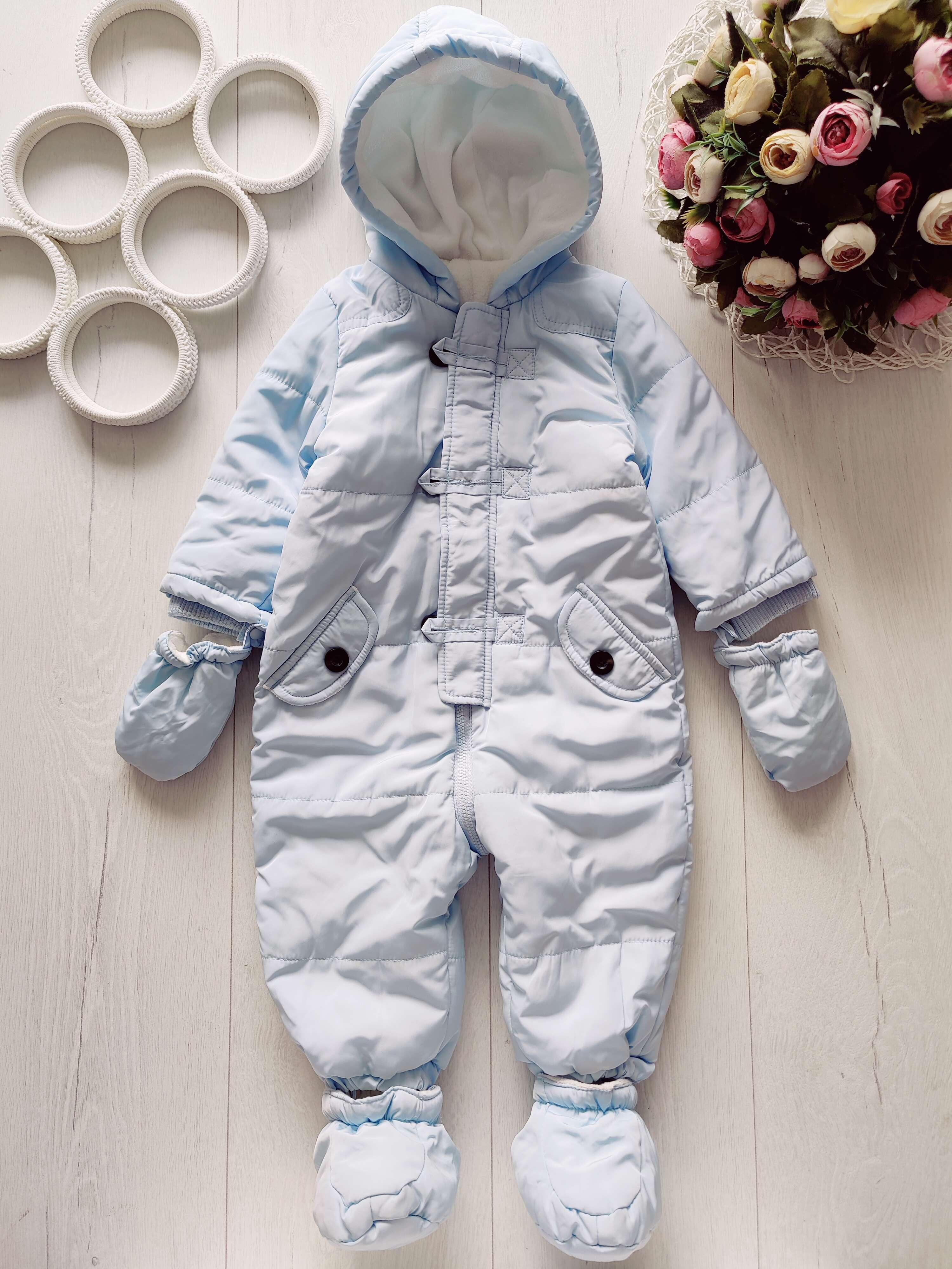 9,12 мес, рост 74,80 Теплый комбинезон на синтепоне, флис