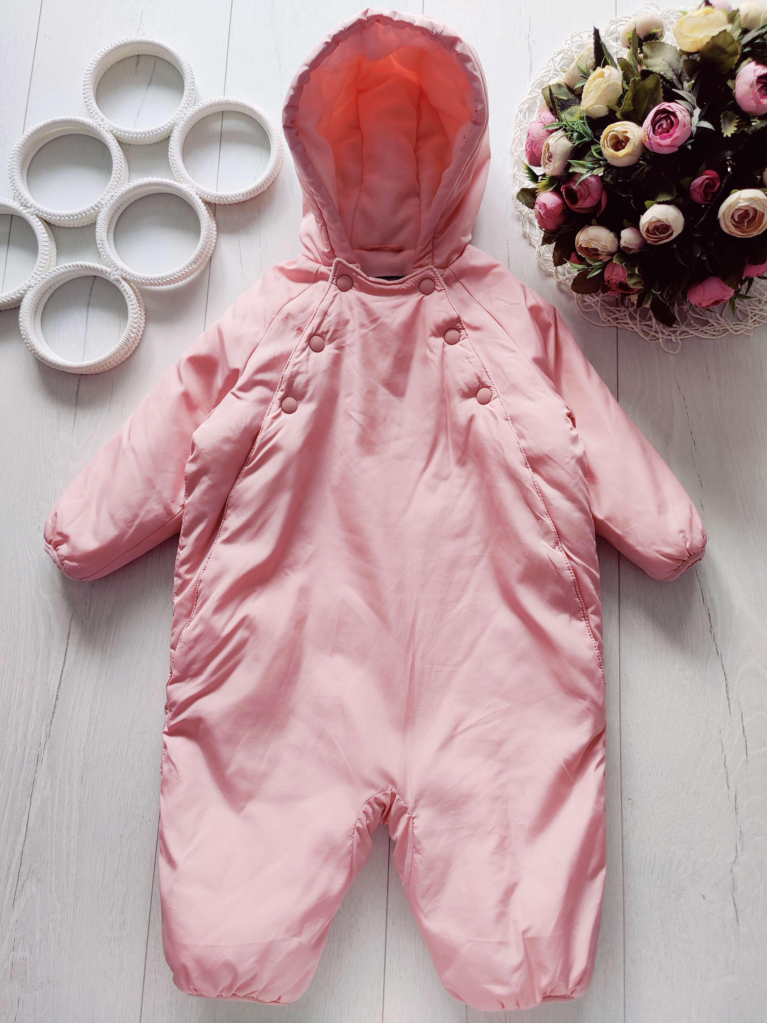 12,18 міс, зріст 80,86 Теплий демісезонний комбінезон на синтепоні, фліс