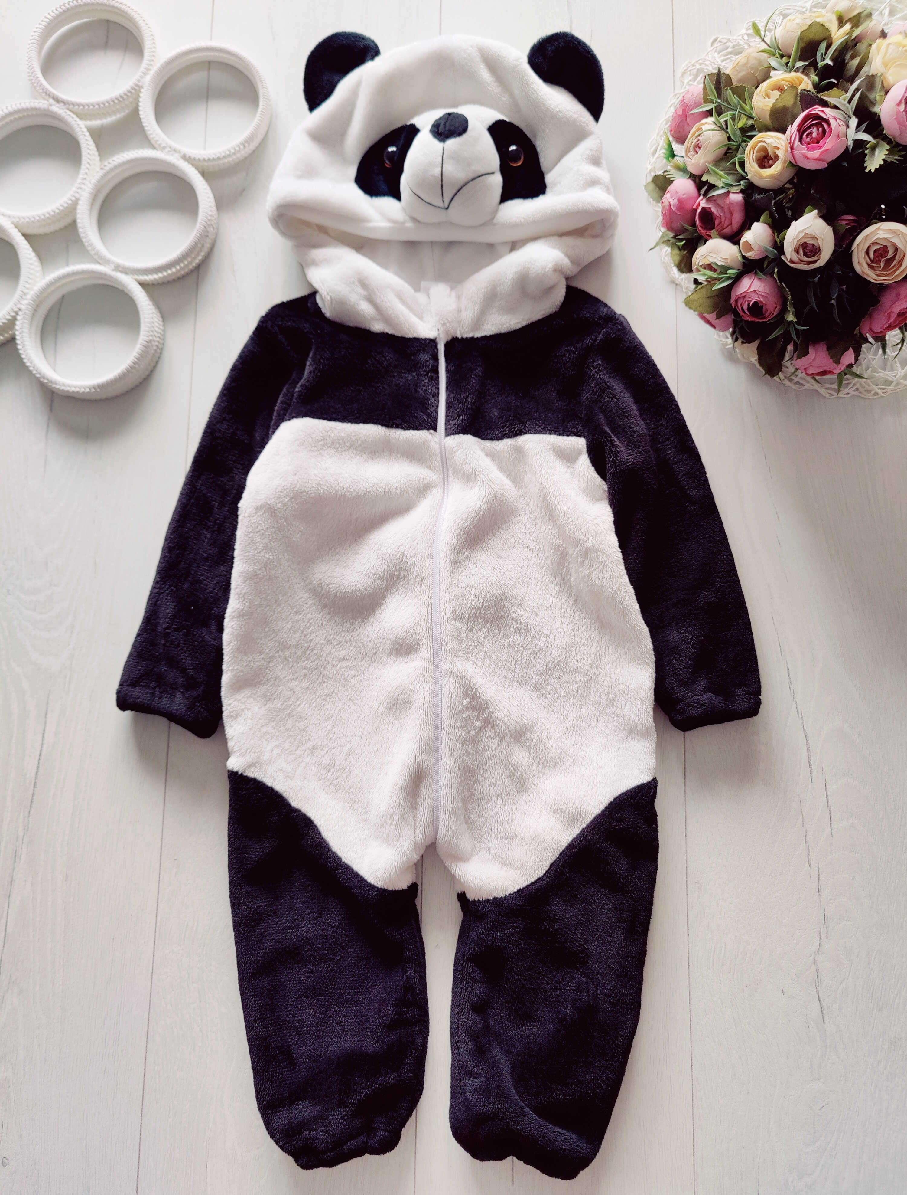 18,24 мес, рост 86,92 Теплый махровый кигуруми панда