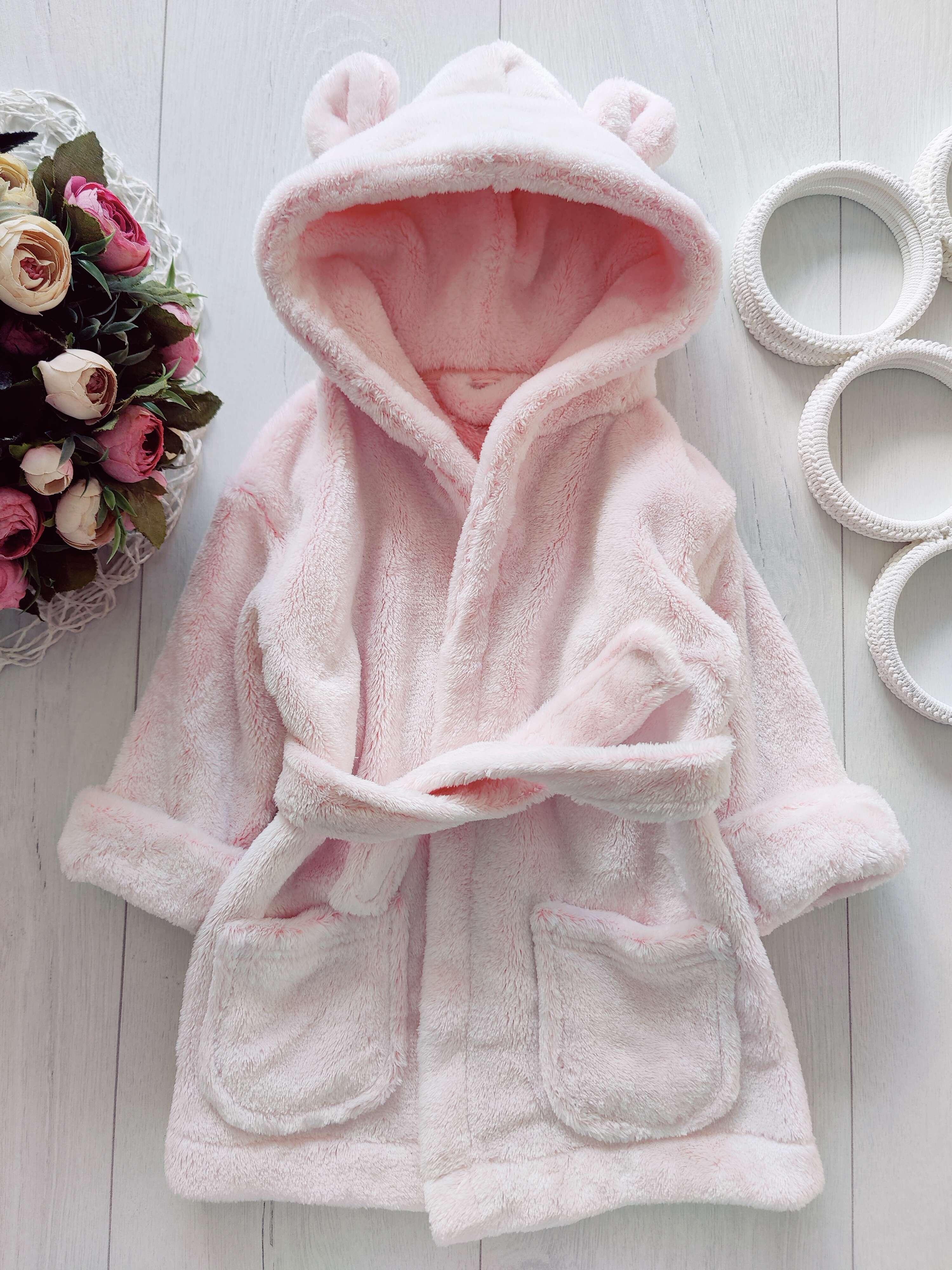6,9 міс, зріст 68,74 Теплий махровий халат із вушками