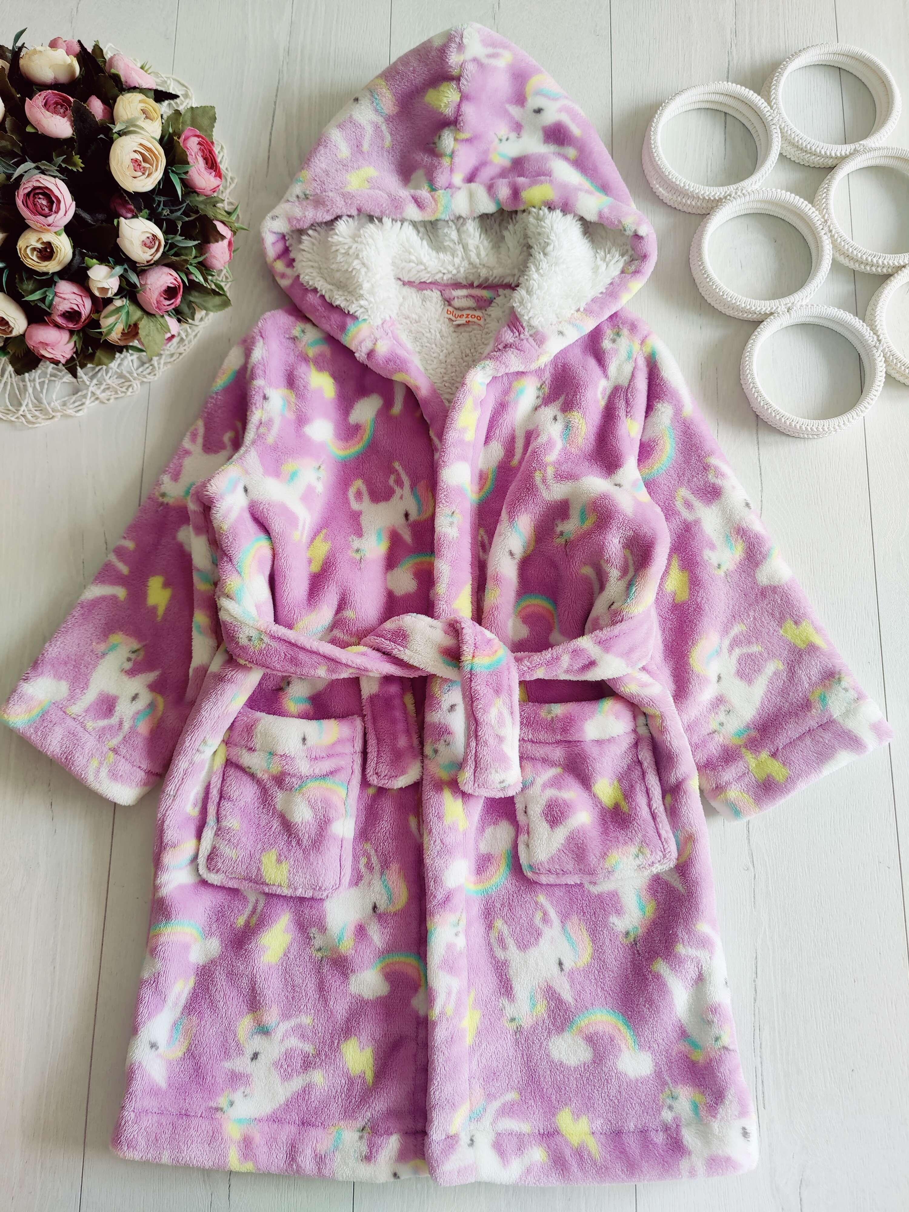 5,6 років, зріст 110,116 Теплий махровий халат із поні єдинороги