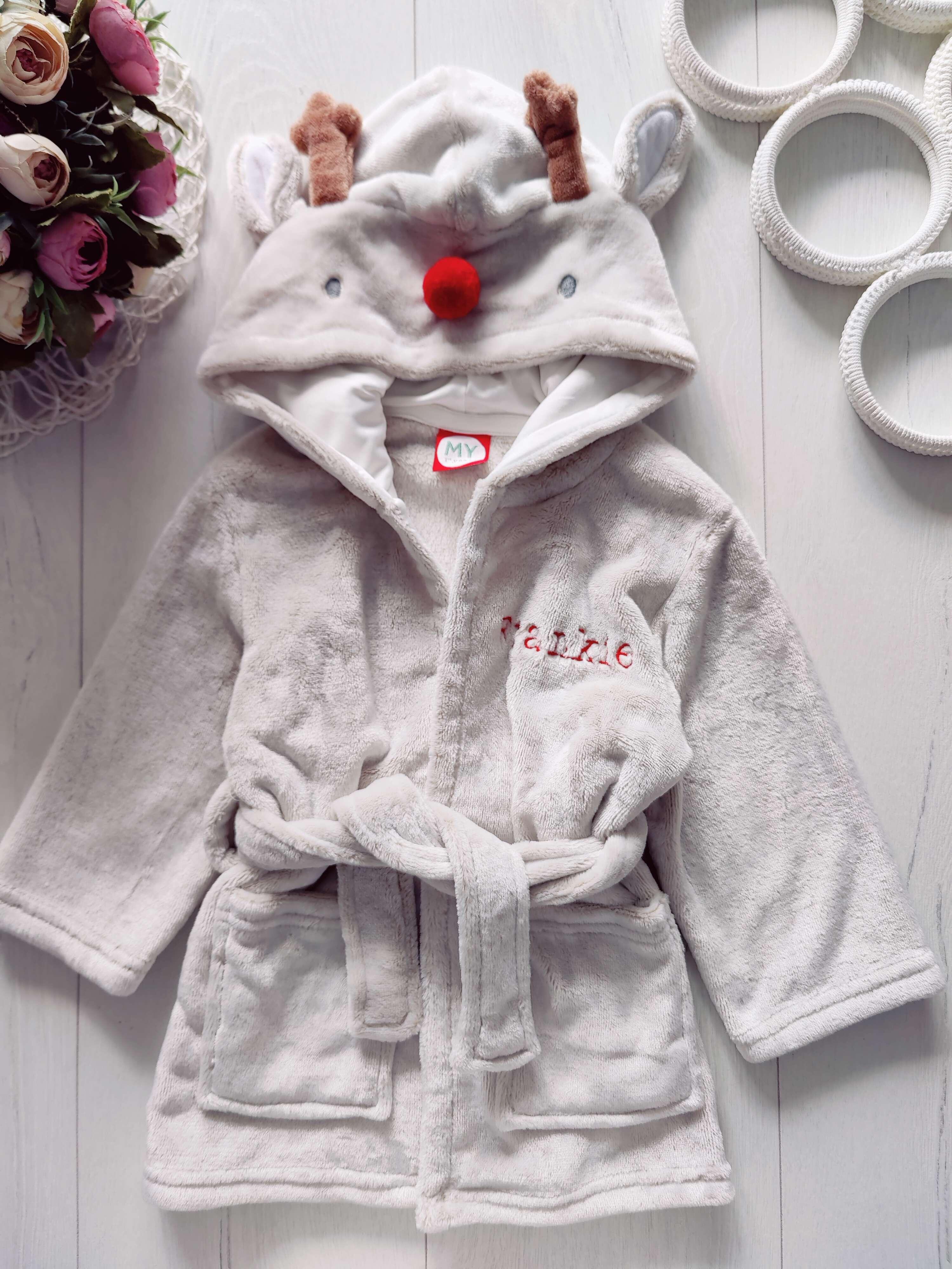 0-6 міс, Теплий махровий хлат з ріжками