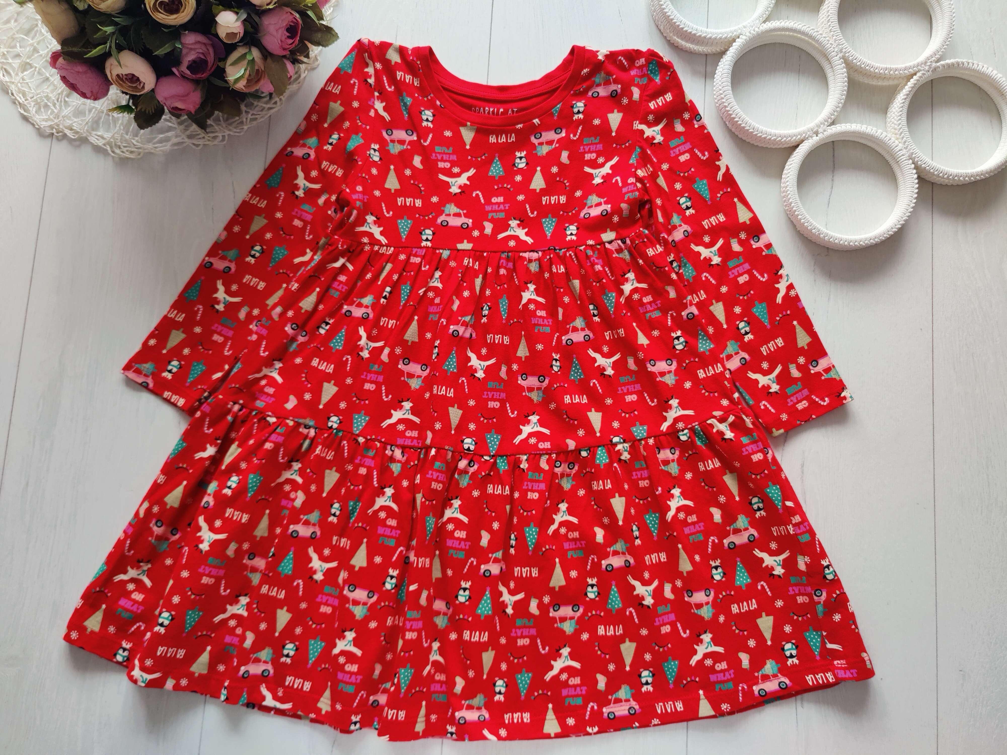 4,5 років, зріст 104,110 Новорічна сукня котон