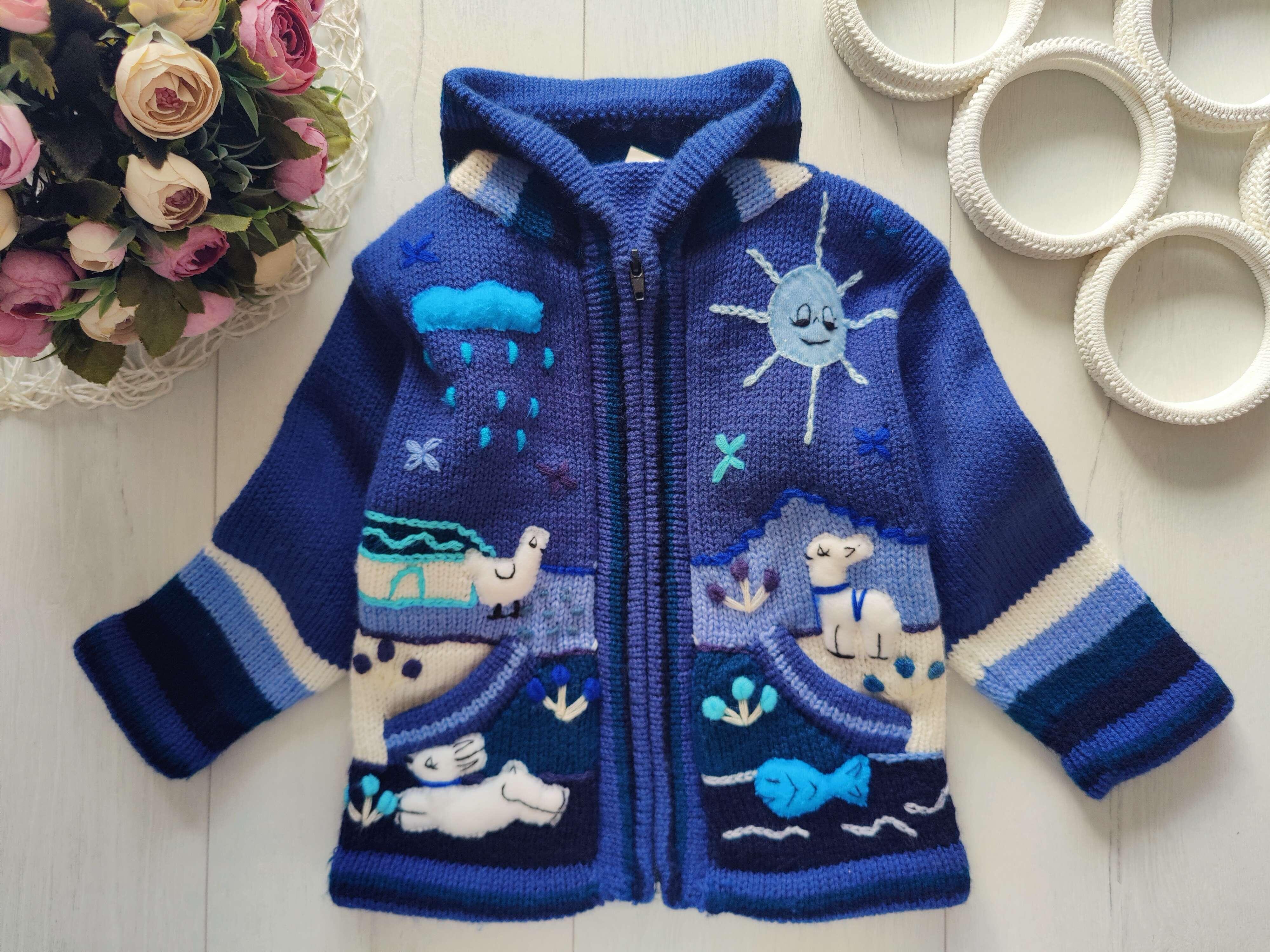 4 роки, зріст 104 В'язана дитяча кофта на блискавці