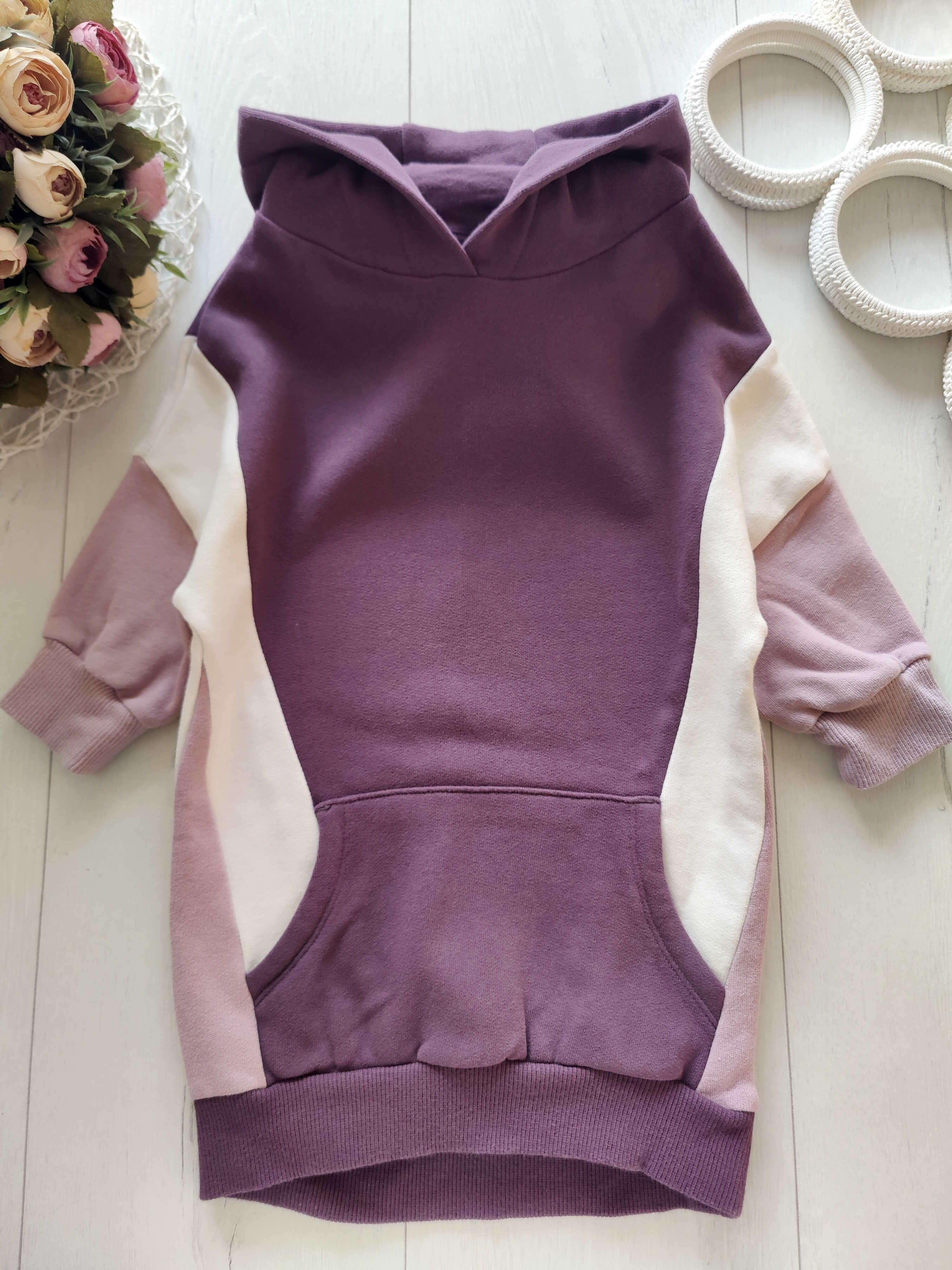 3 роки, зріст 98 Сукня-худі тепла з капюшоном на флісі