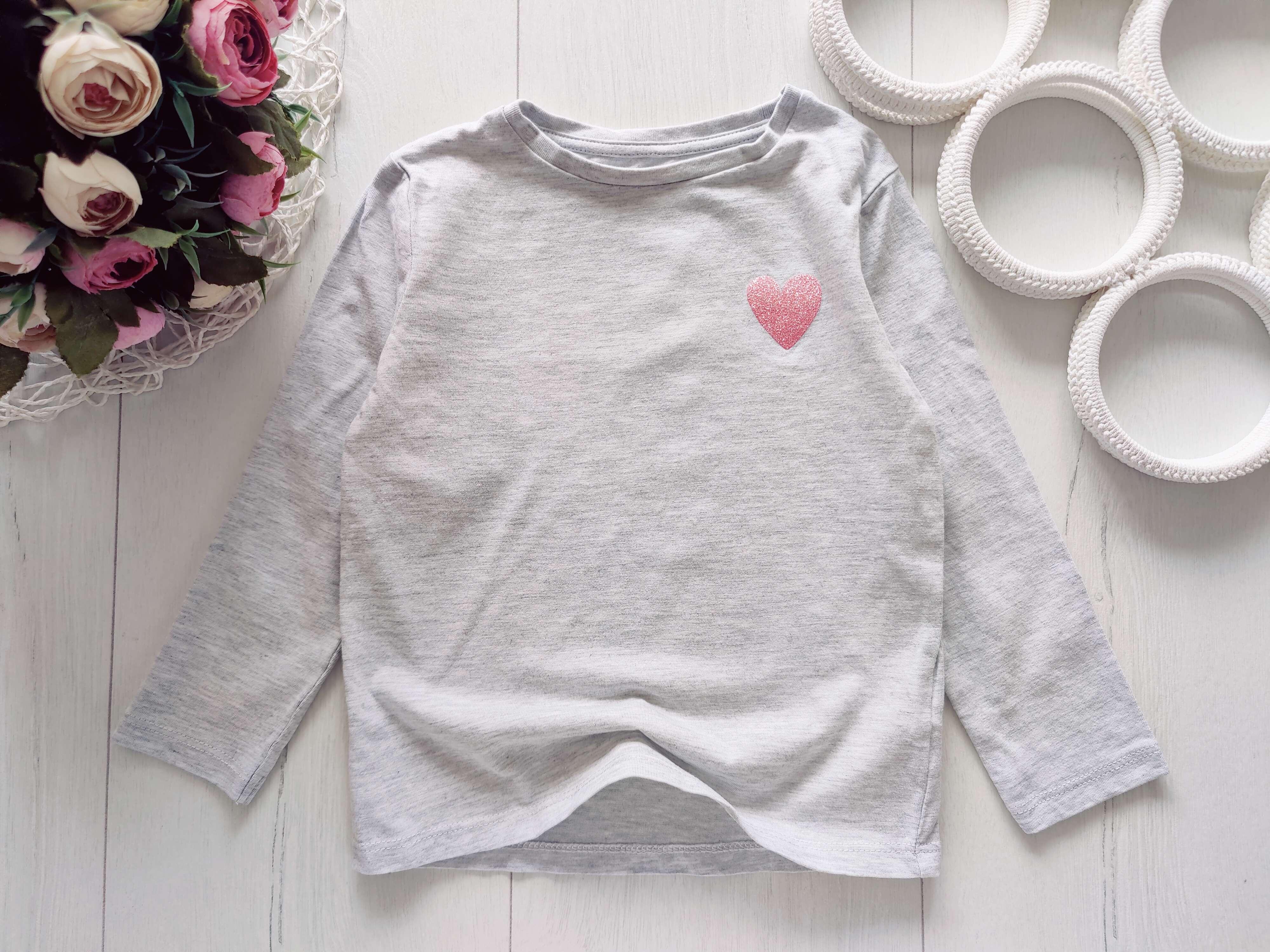 2,3 роки, зріст 98 Реглан із сердечком для дівчинки
