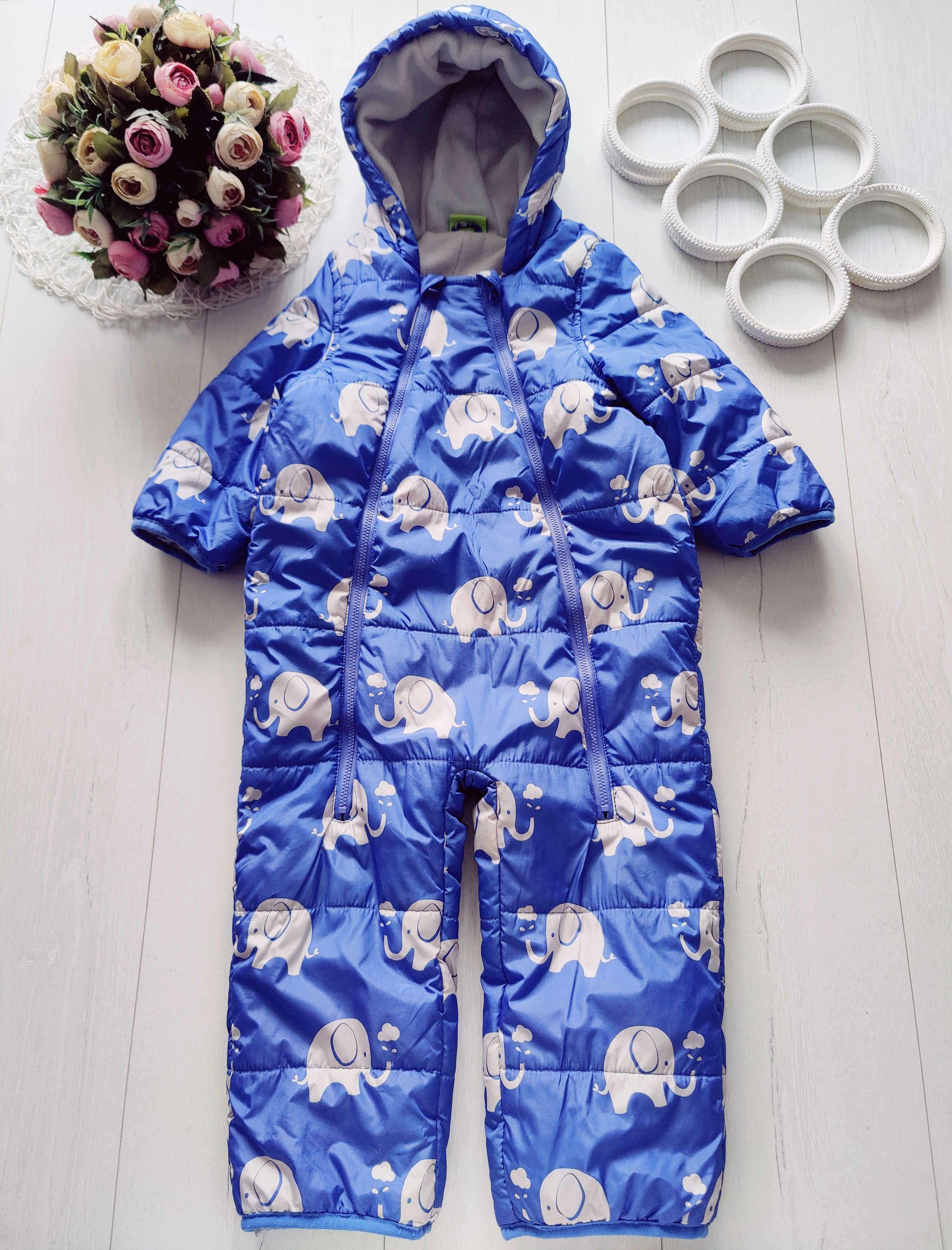 1-2 года, рост 86,92 Теплый комбинезон на синтепоне, флис