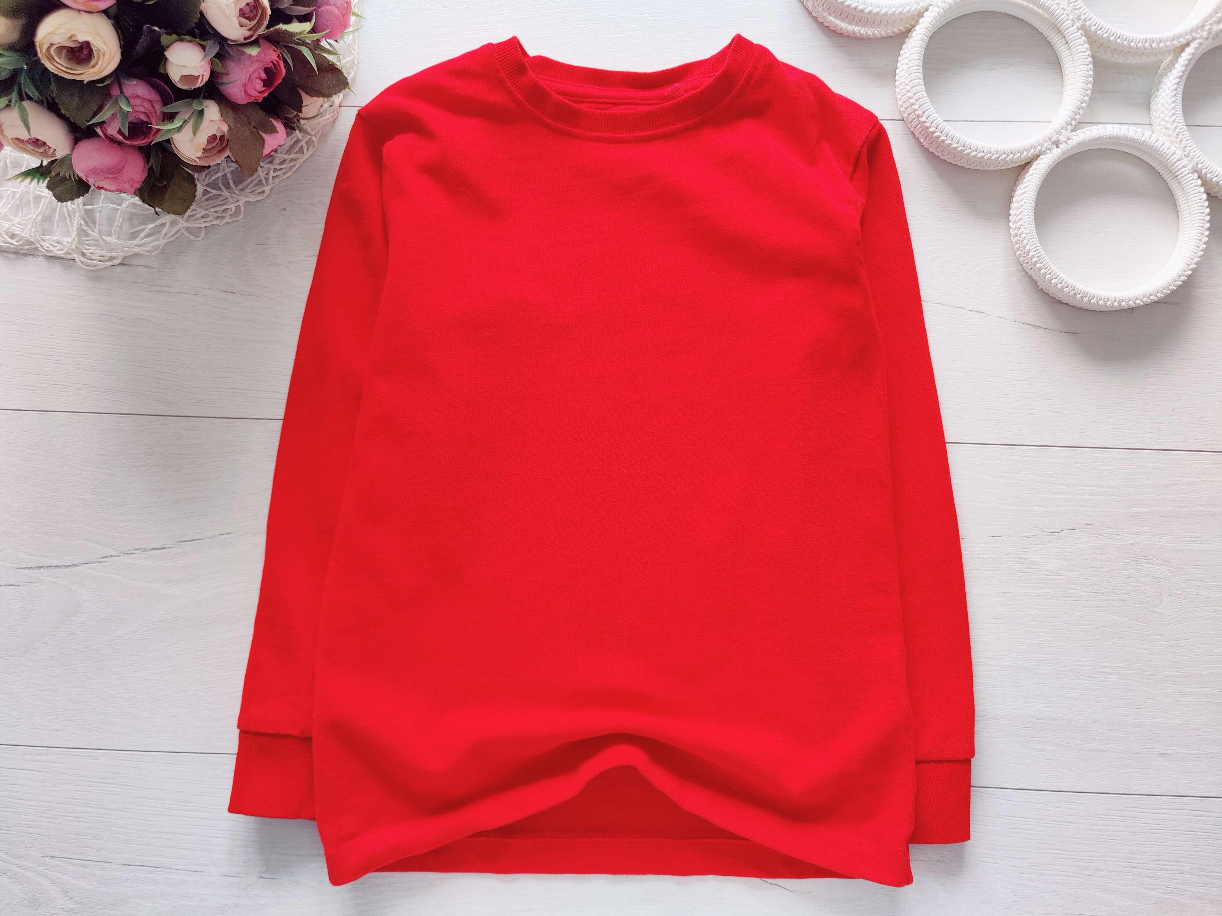 6 лет, рост 116 Красный детский лонгслив однотонный