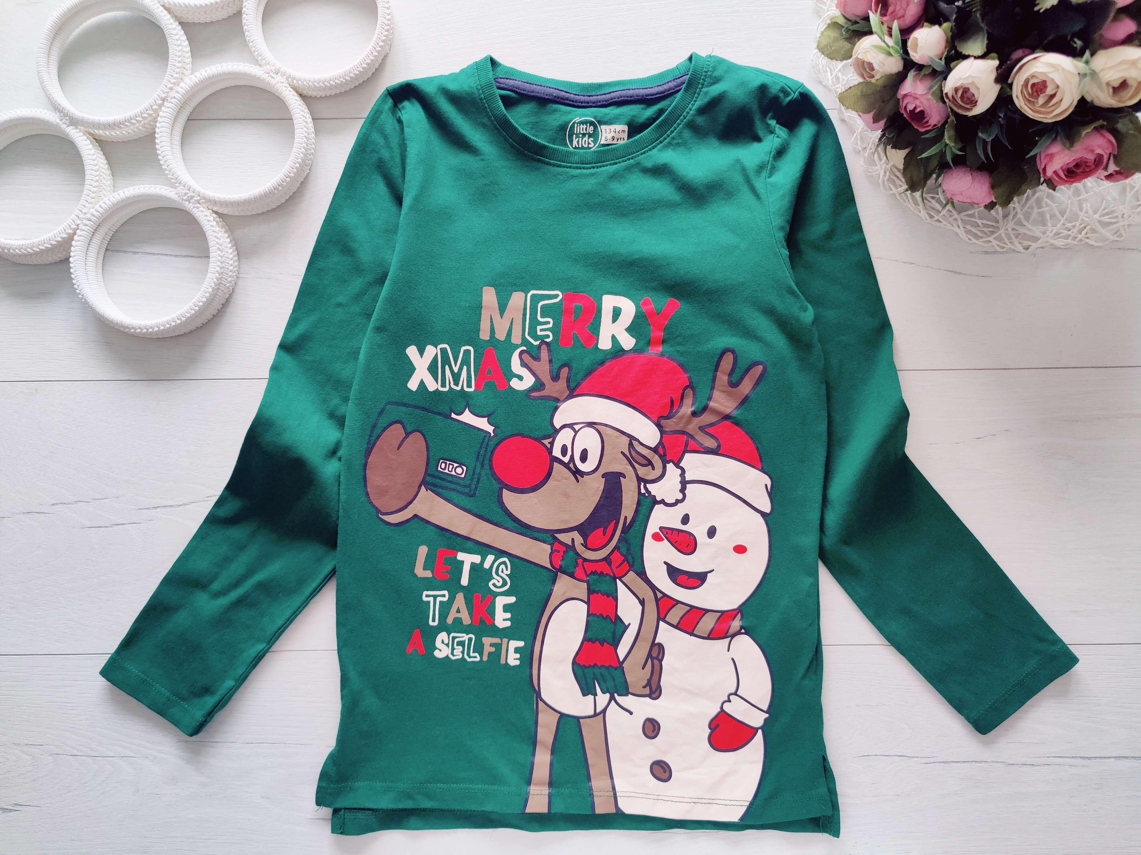 9 лет, рост 134 Красивый новогодний реглан