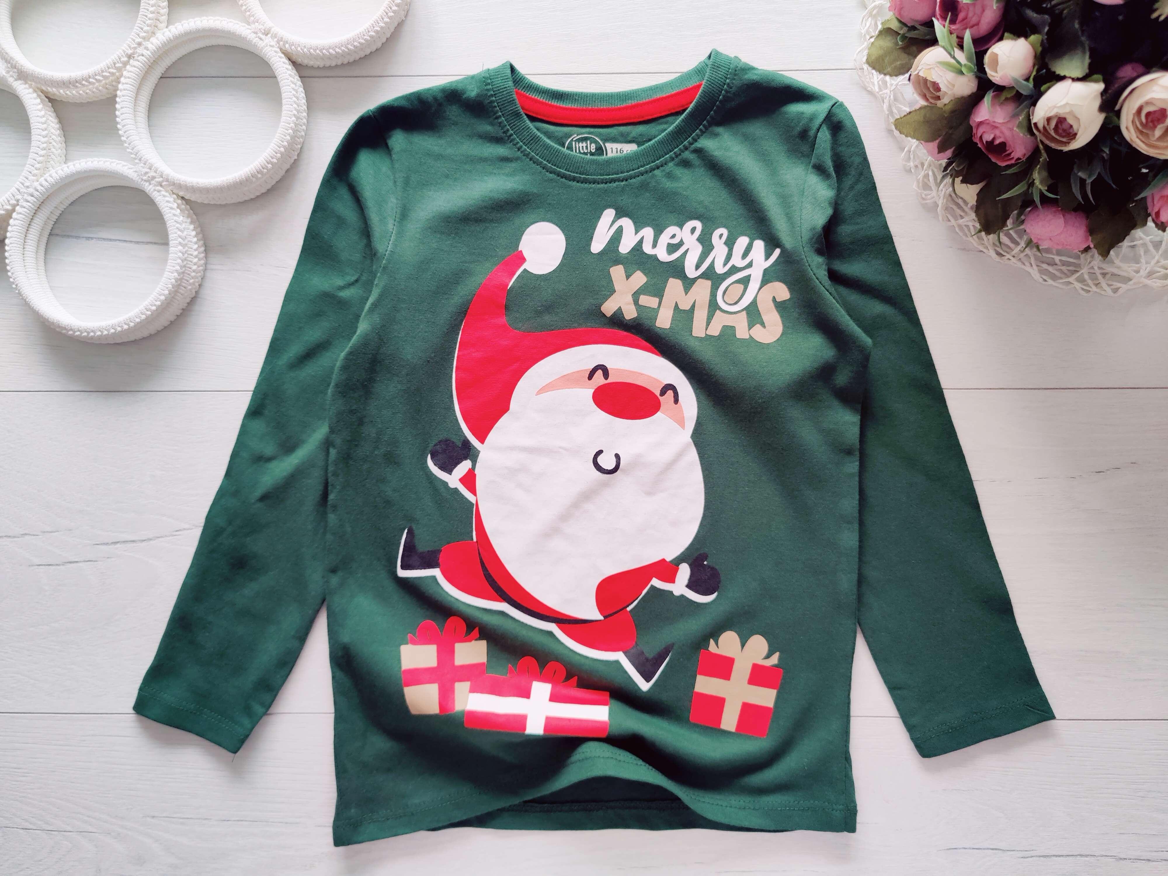 5,6 лет, рост 116 Новогодний реглан санта