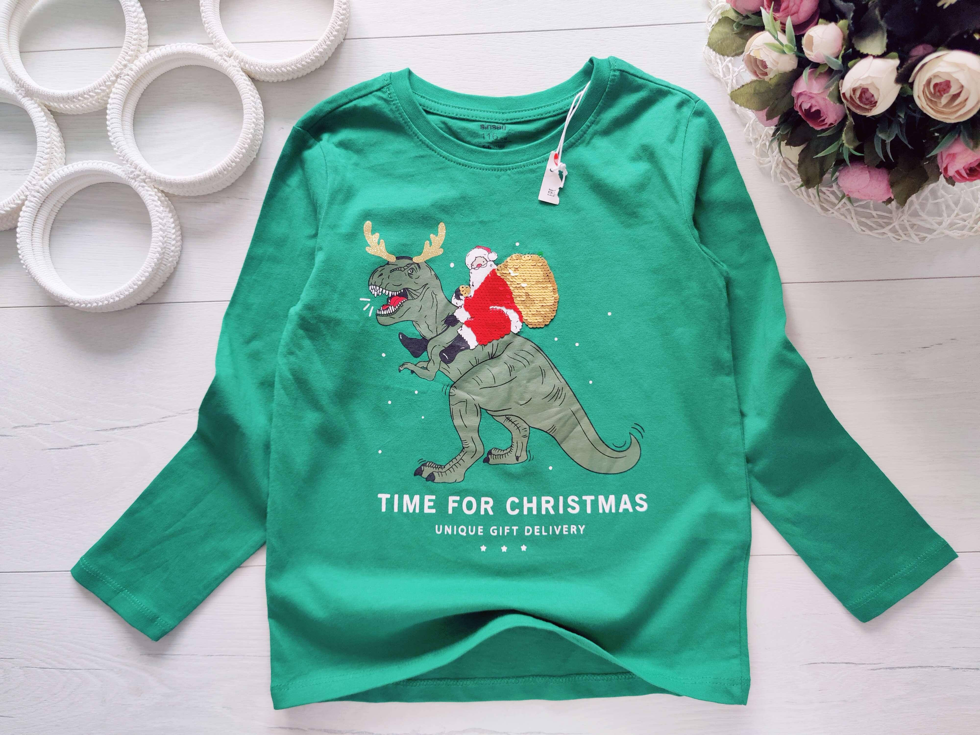 5,6 лет, рост 116 Новый новогодний реглан санта