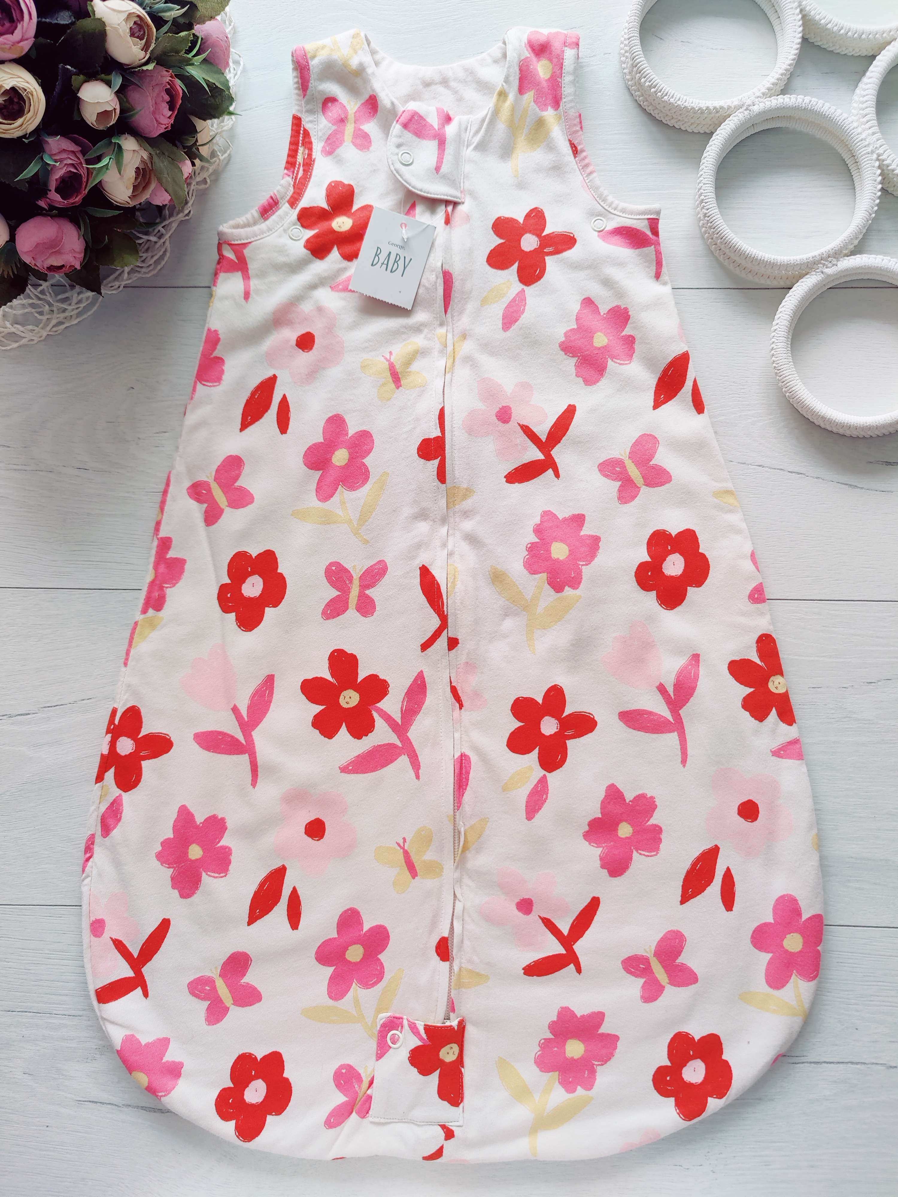 0-6 міс, зріст 56-68 Новий спальний мішок для дівчинки на тонкому синтепоні