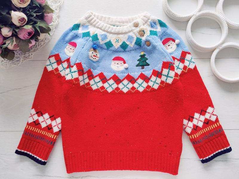 2,3 роки, зріст 98 Новорічний дитячий светр санта