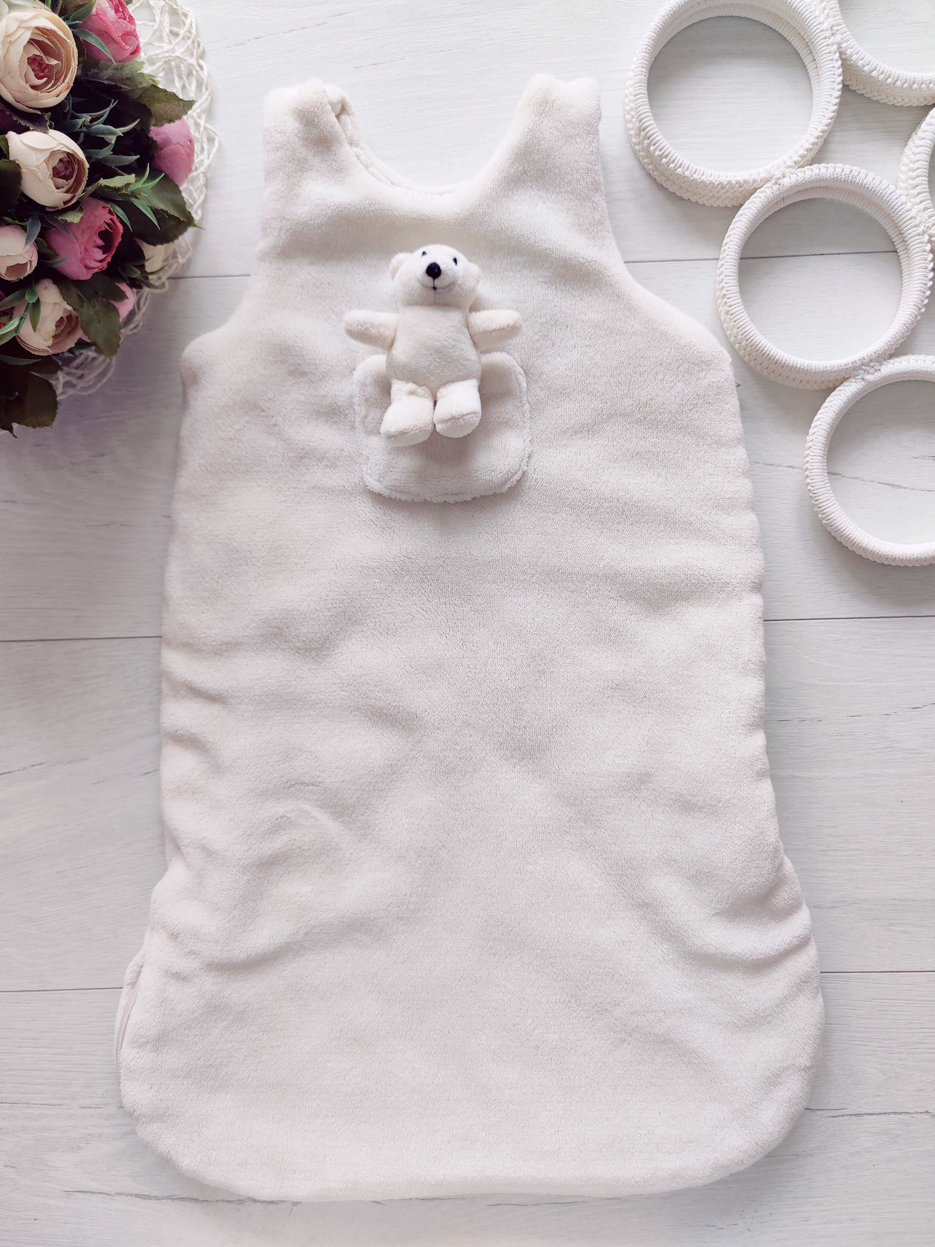 0-3 міс, зріст 60 Теплий спальний мішок із ведмедиком на синтепоні