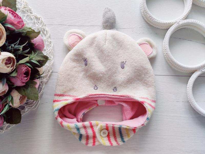 1-2 роки, Дитяча шапка на флісі для дівчинки єдиноріг