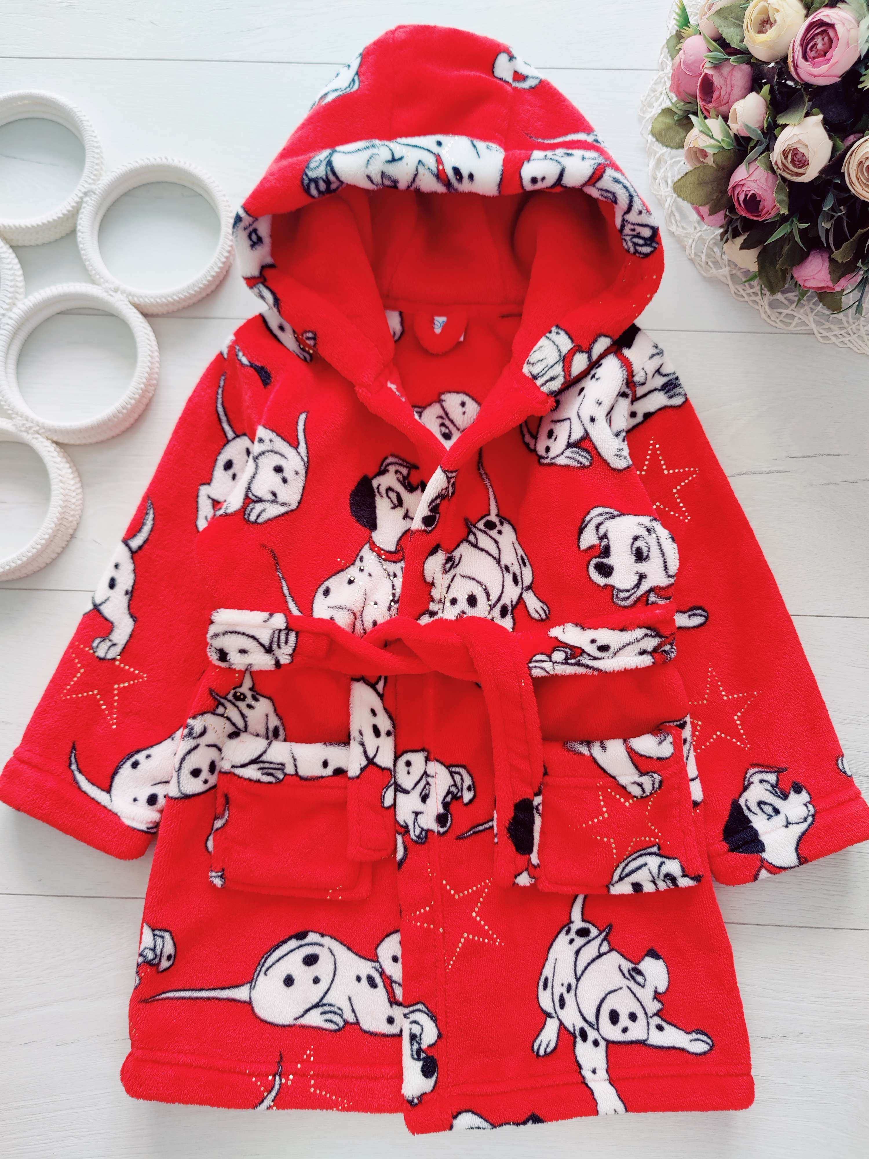 2,3 роки, зріст 92,98 Гарний теплий дитячий халат із собаками