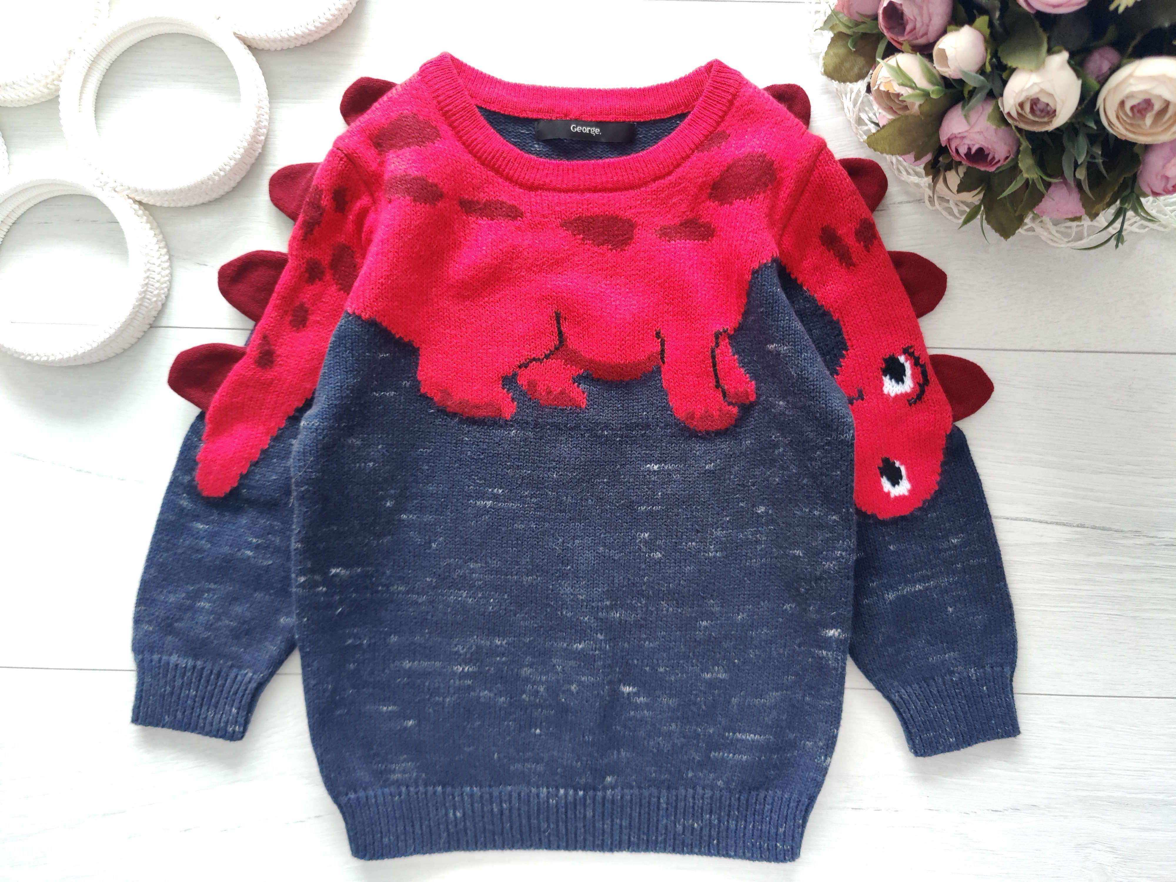 3,4 роки, зріст 98,104 Светр із динозавром для хлопчика