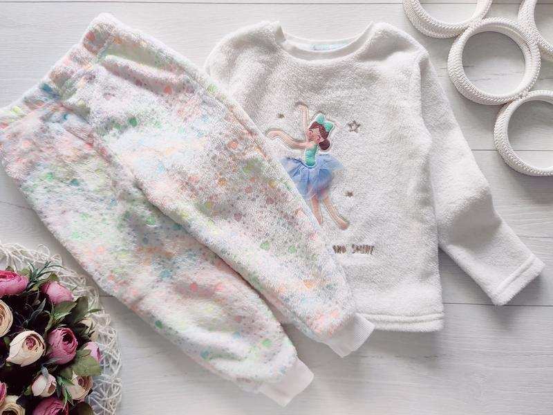 2,3 роки, зріст 92,98 Тепла махрова дитяча піжама для дівчинки, набірна