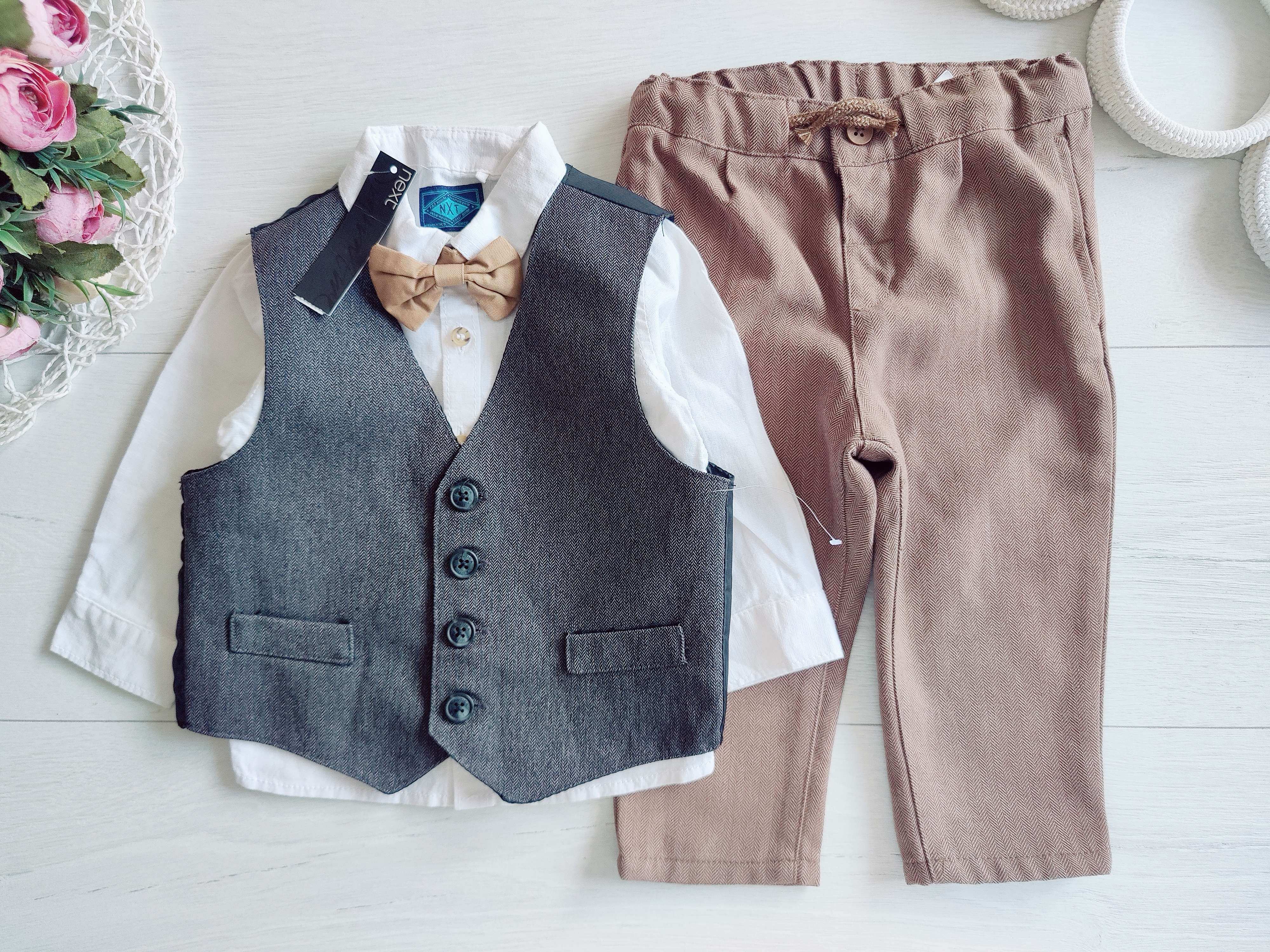 6,9 міс, зріст 74 Нова сорочка з метеликом, жилетка і штани