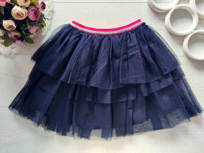 8,9 років, зріст 128,134 Темно синя дитяча спідниця фатин