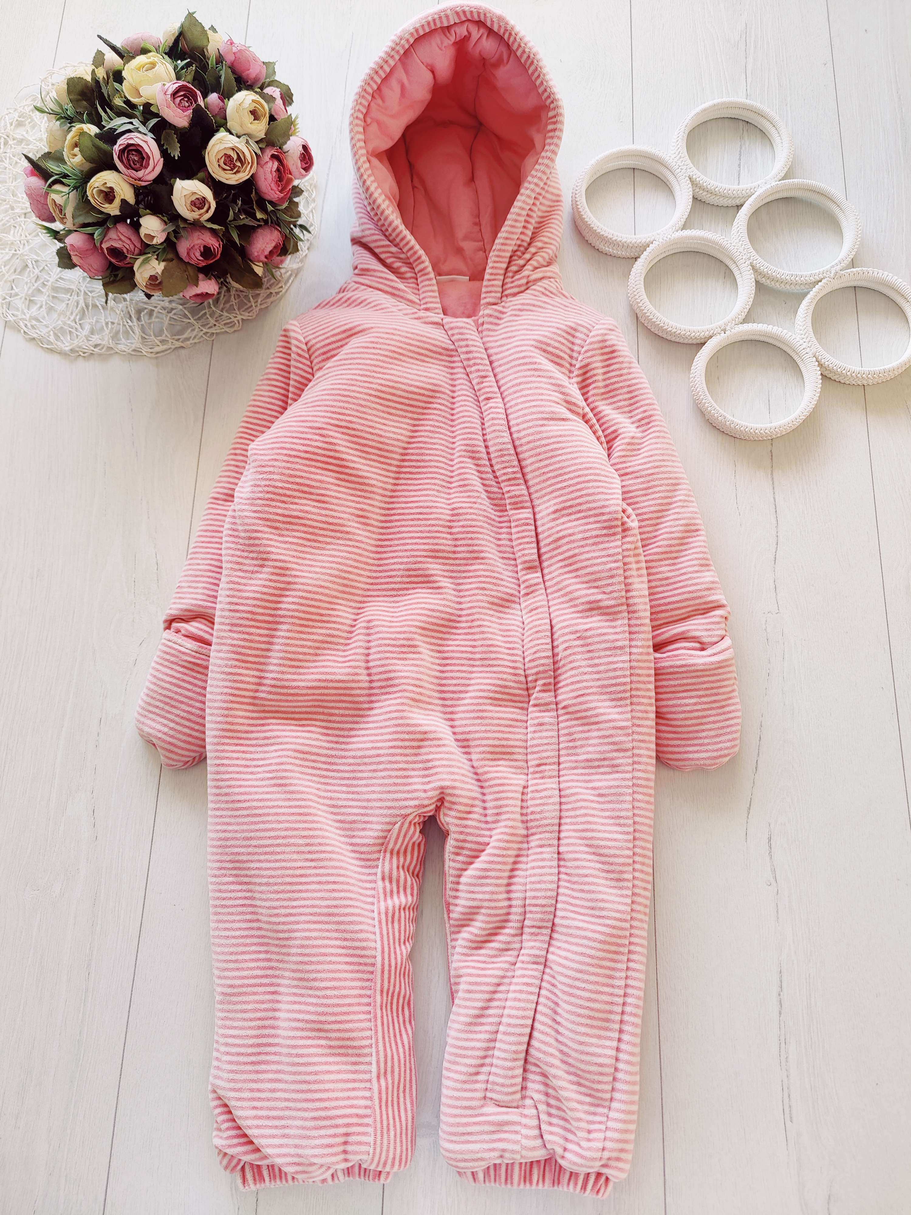 1,5\2 года, рост 92 Теплый велюровый комбинезон на синтепоне