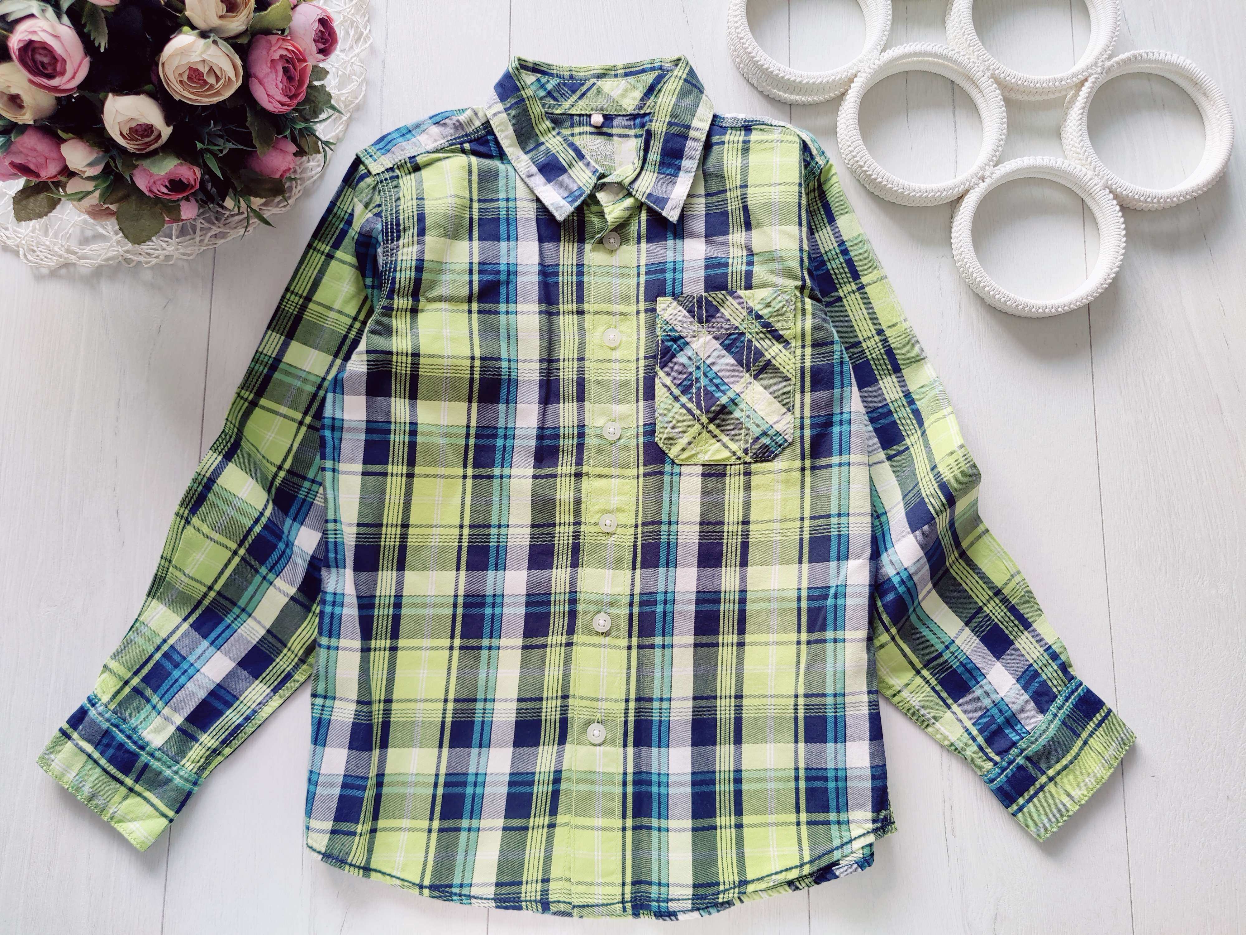 7,8 років, зріст 128 Сорочка в клітинку