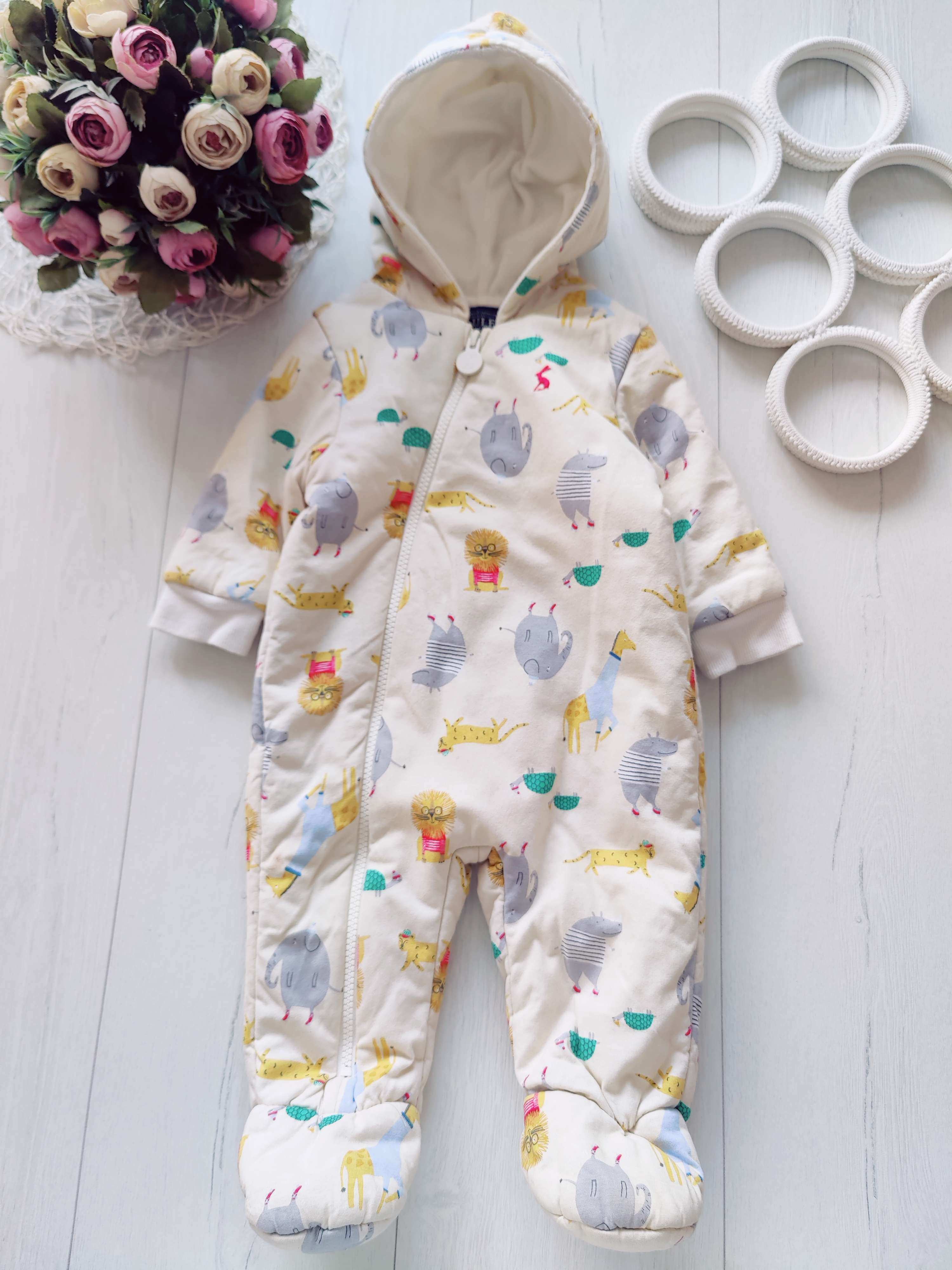 6,9 міс, Теплий трикртажний комбінезон на синтепоні та флісі