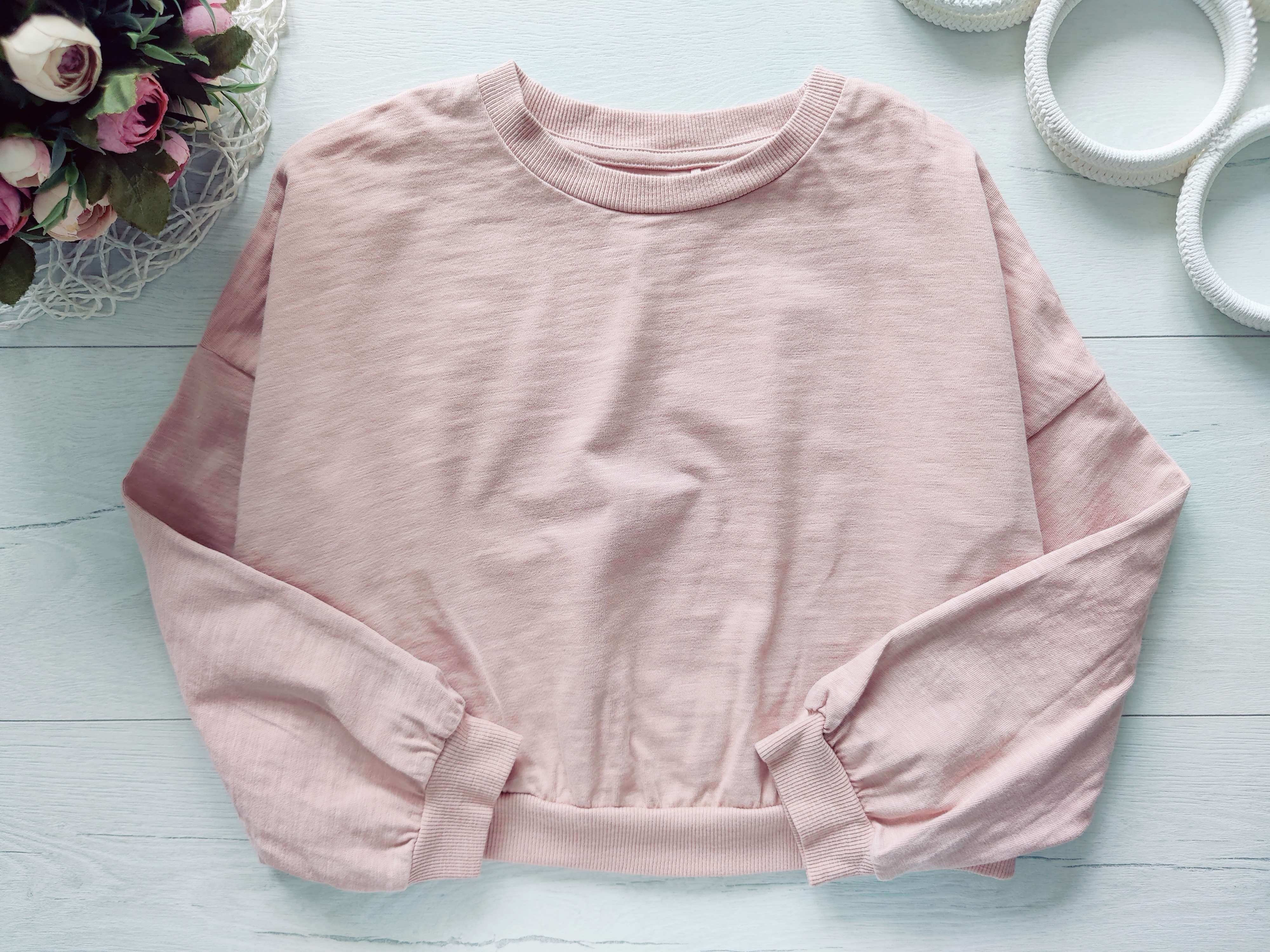 9 років, зріст 134 Ніжно рожевий щільний лонгслів оверсайз