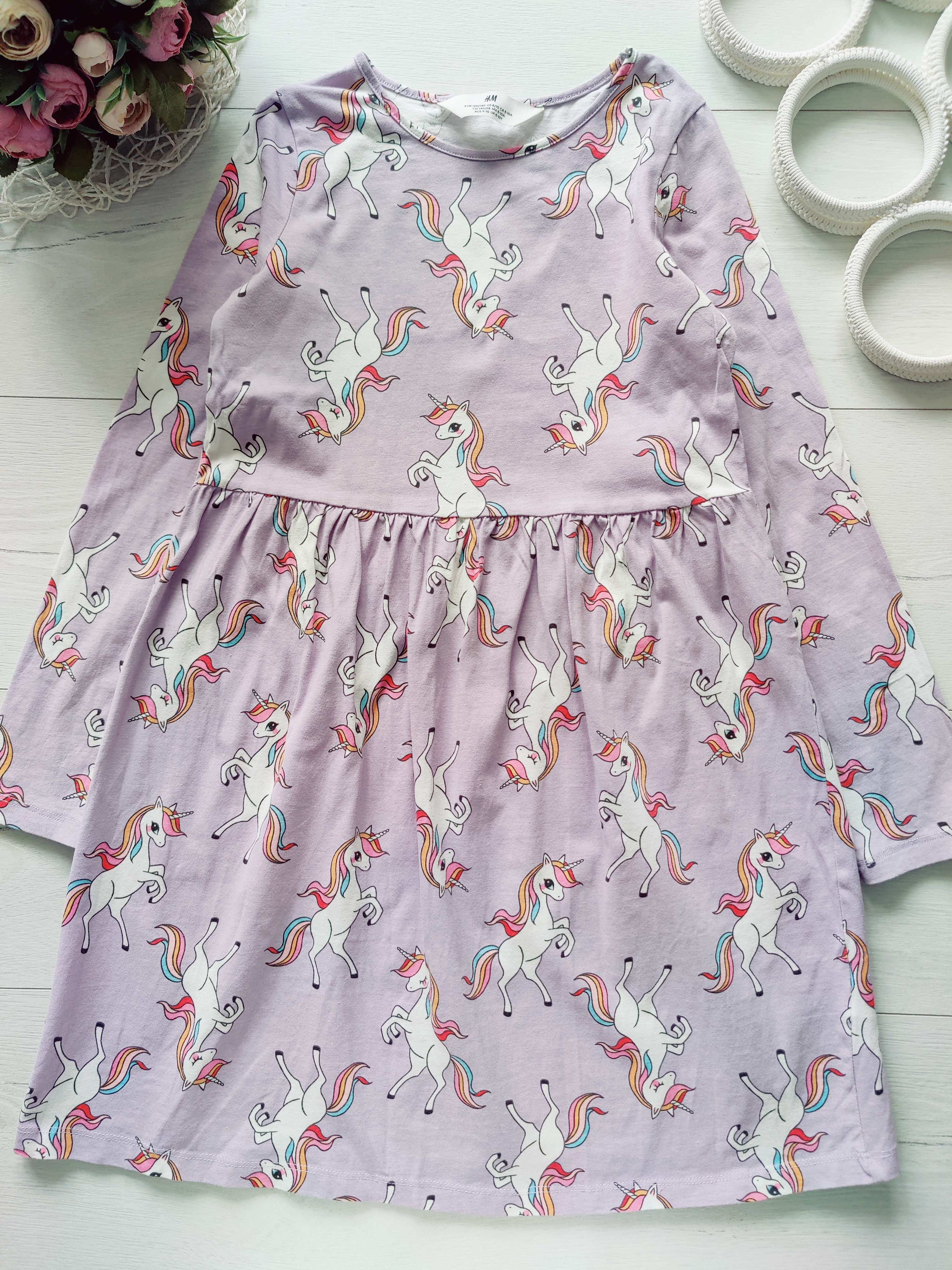 8,10 років, зріст 134,140 Трикротажна сукня з рукавами Єдиноріг