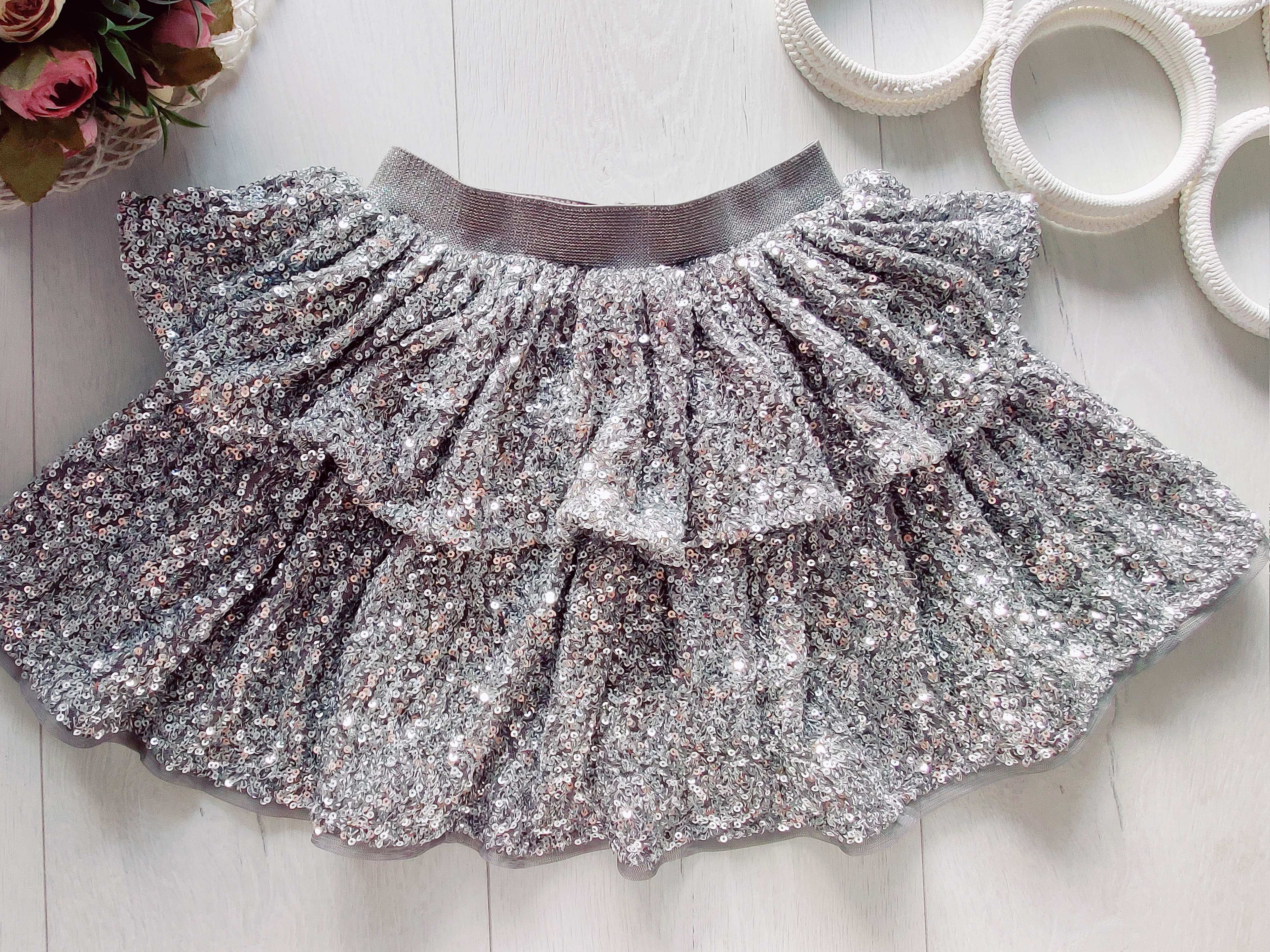 1,2 роки, зріст 80,92 Блискуча дитяча спідниця в паєтках