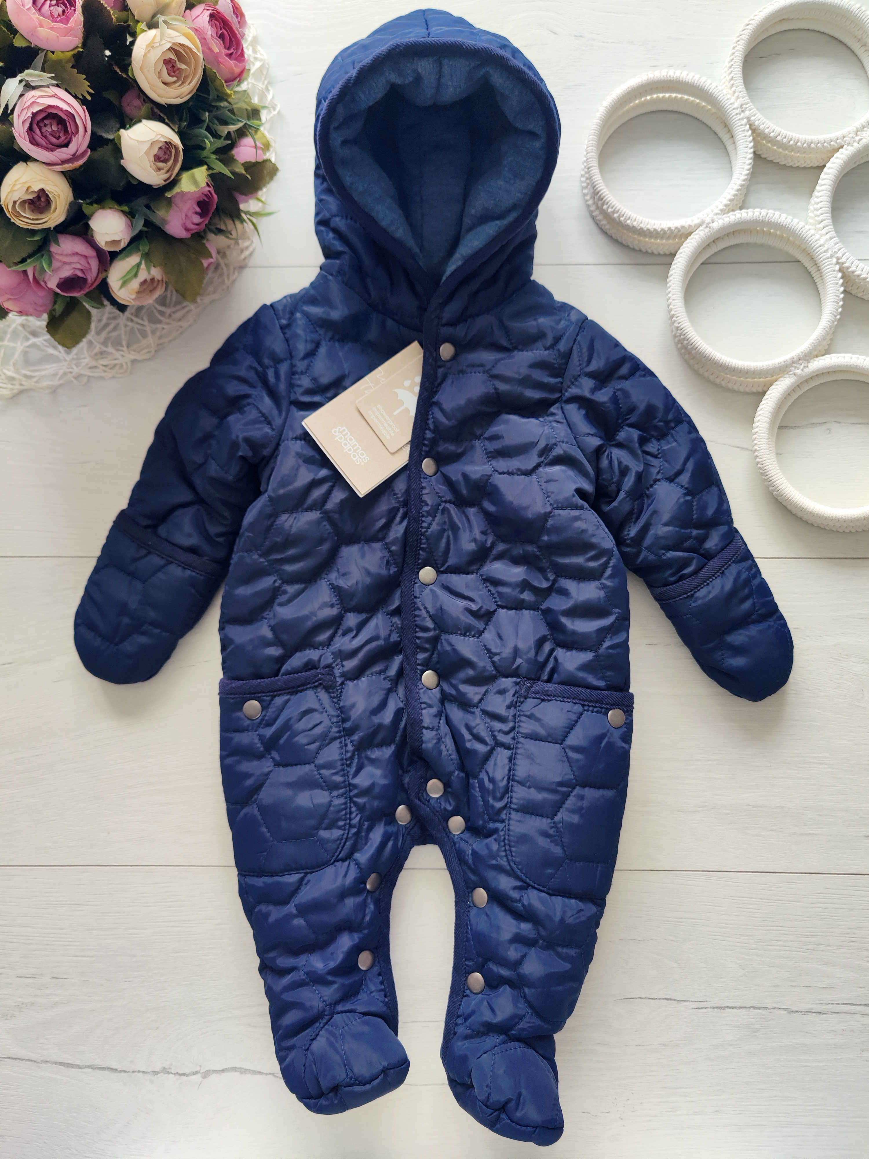 0-3 міс, Новий теплий демісезонний комбінезон на синтепоні