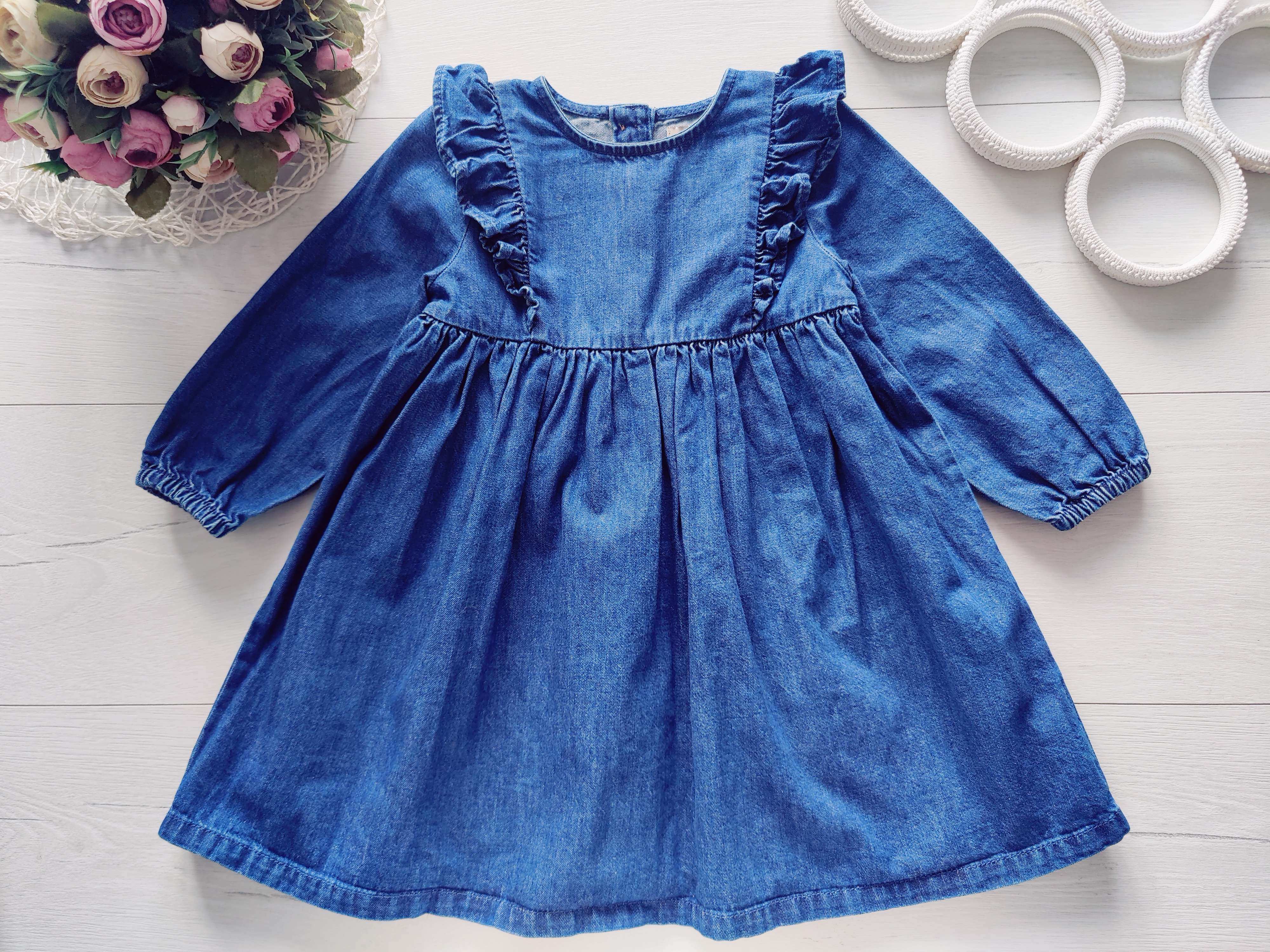 2,3 роки, зріст 98 Джинсова сукня з рукавами для дівчинки