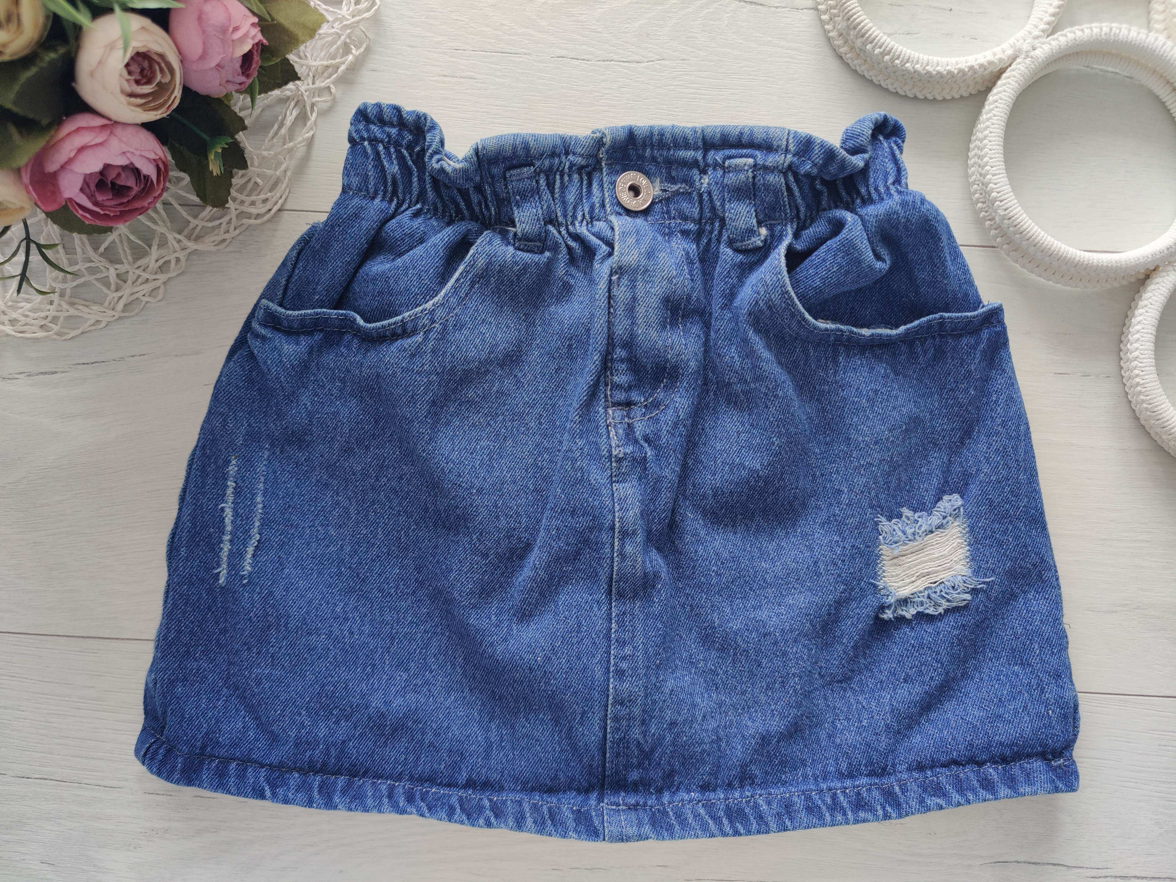 7,8 років, зріст 128 Дитяча джинсова спідниця на гумці