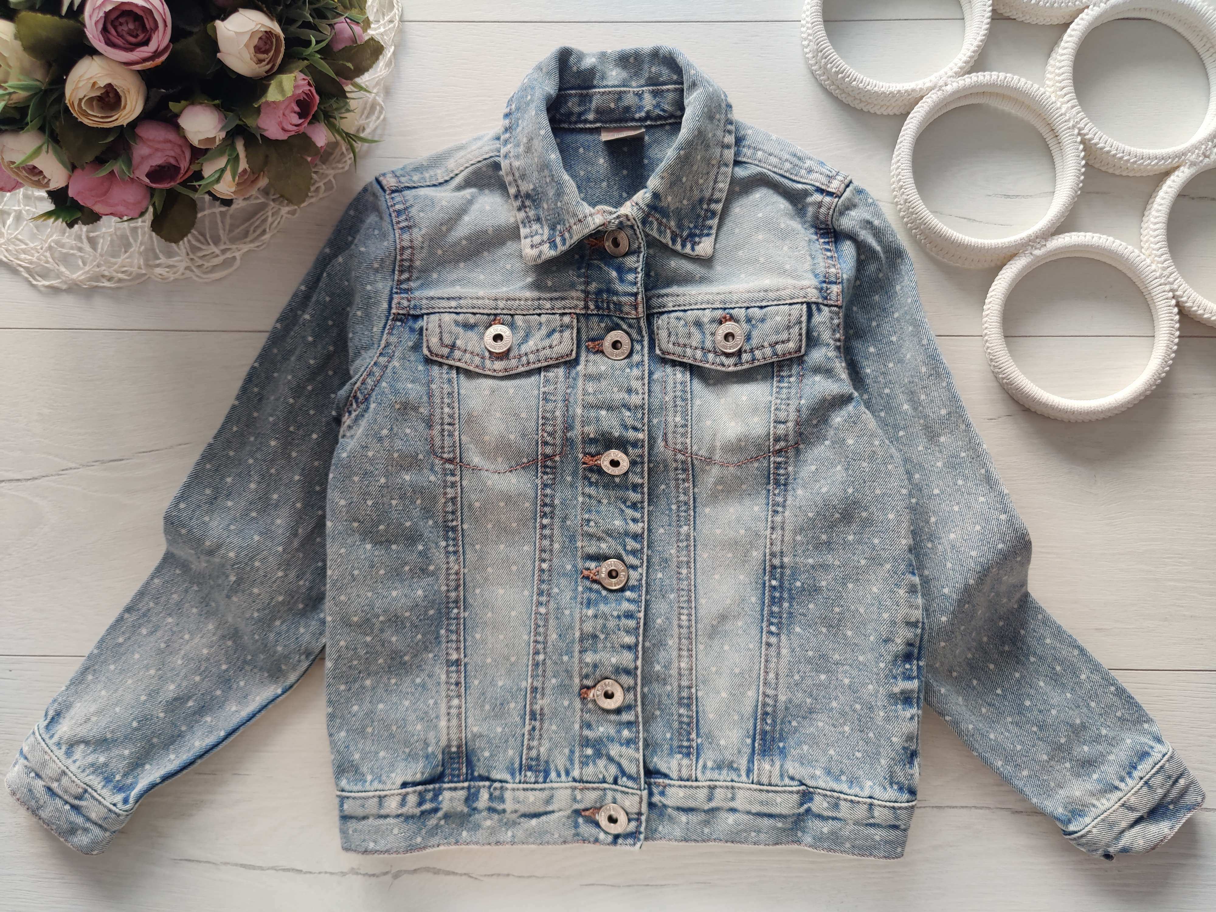 7,8 років, зріст 128 Джинсівка для дівчинки в сердечках