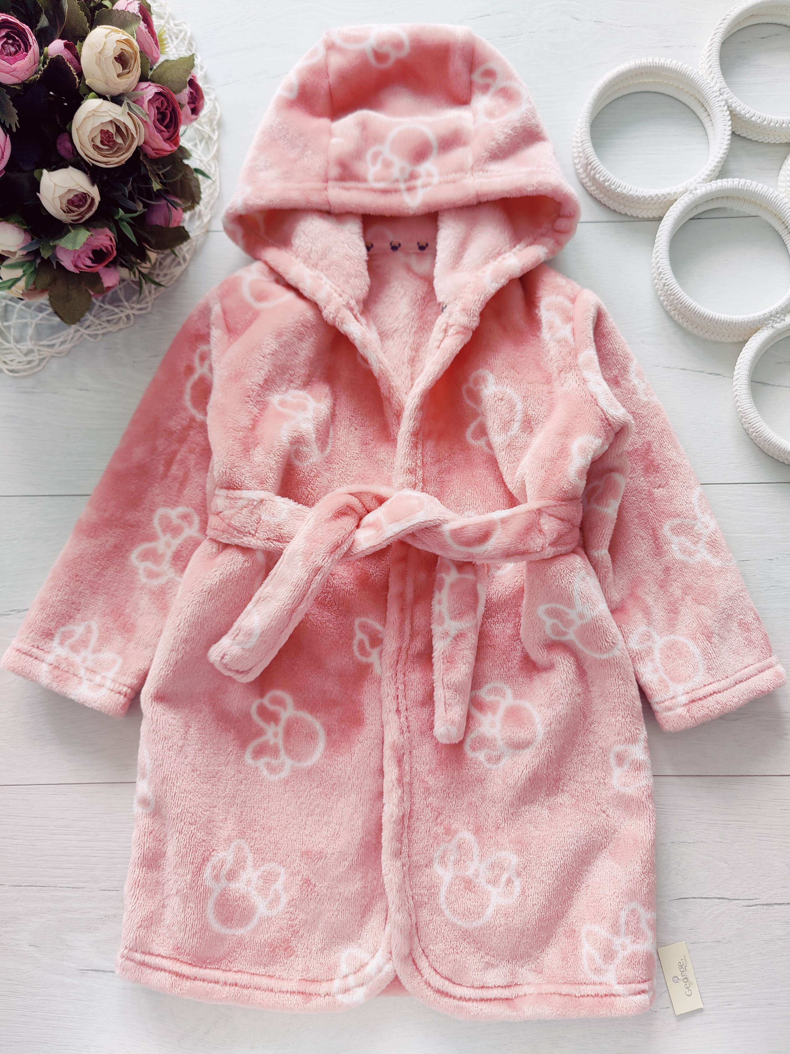 12,18 міс, зріст 80,86 Новий дитячий махровий халат для дівчинки з міккі