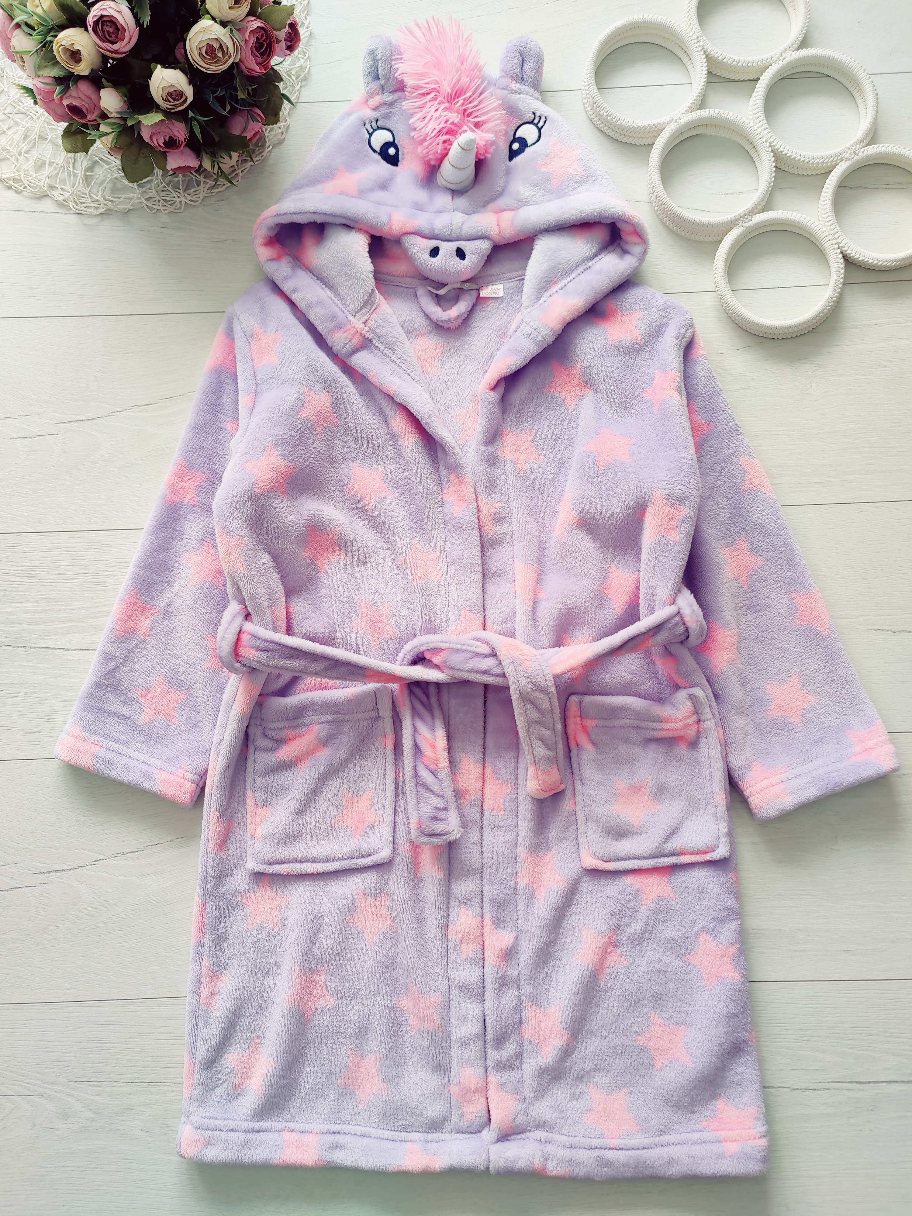 8 років, зріст 128 Махровий халат дівчинці єдиноріг