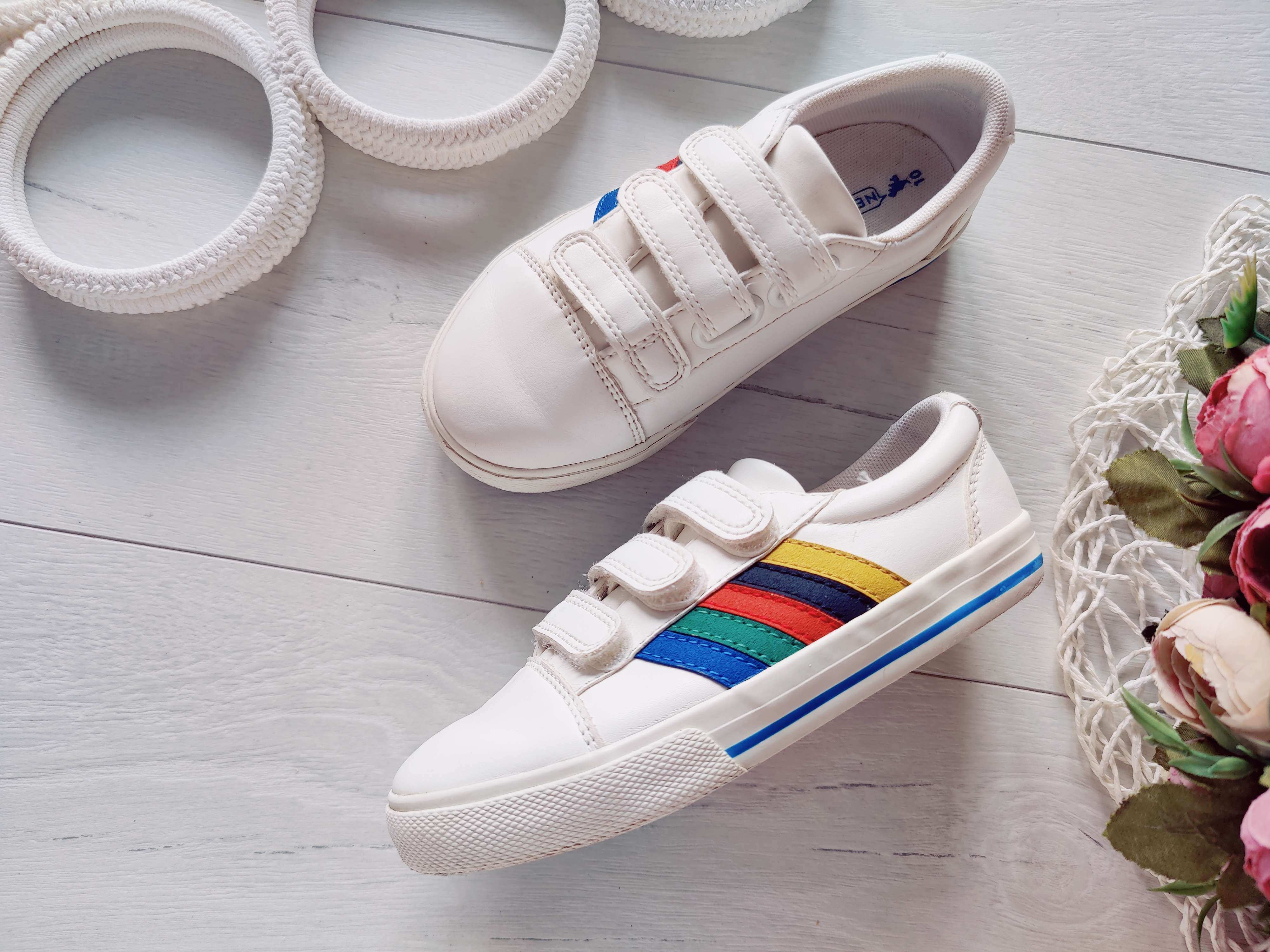 28 (18,5 см) Білі шкіряні кеди на липучках