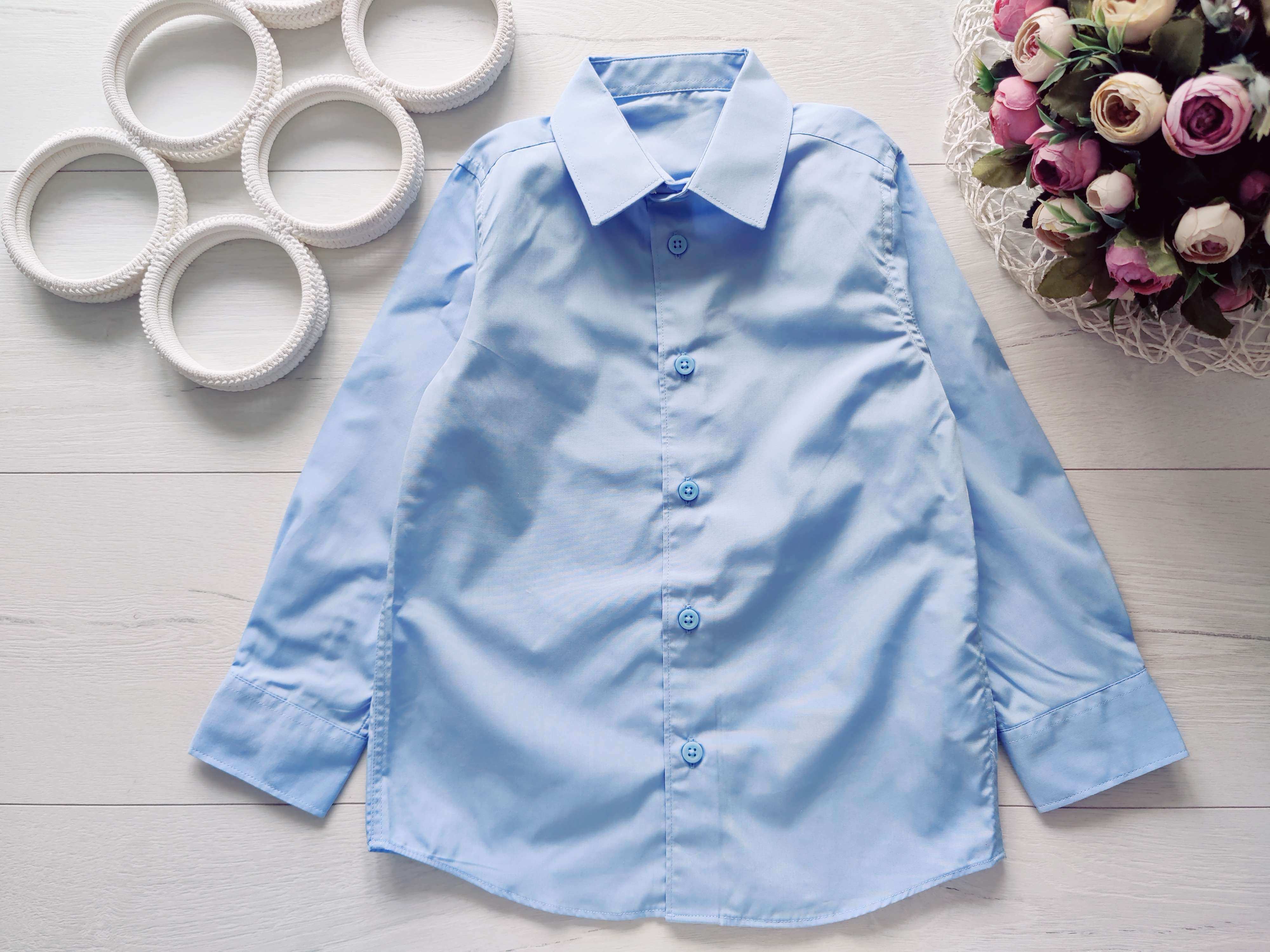 5,6 років, (3 штуки) Нова дитяча блакитна сорочка з довгим рукавом