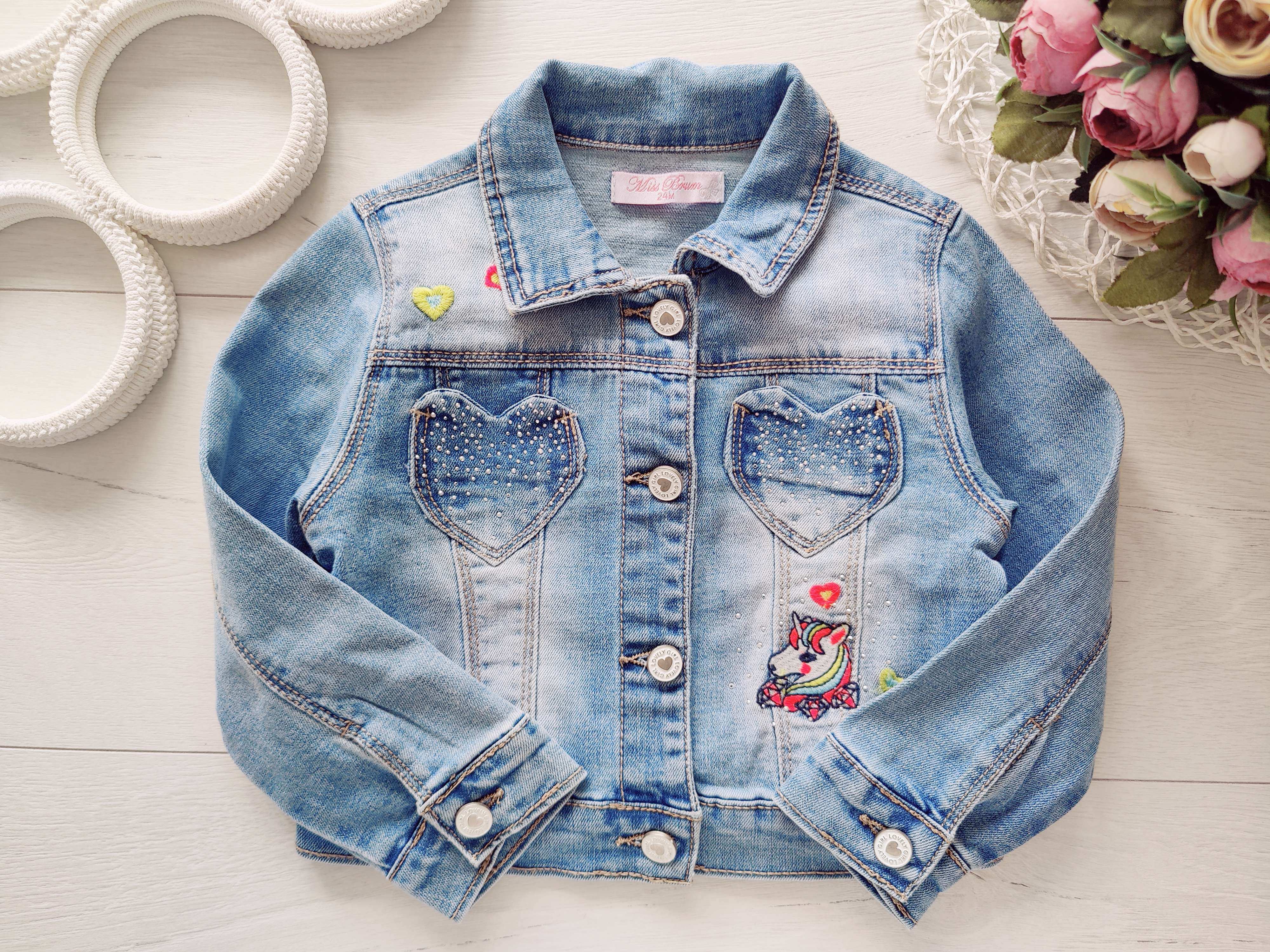 2 роки, зріст 92 Стретчева дитяча джинсовка з поні